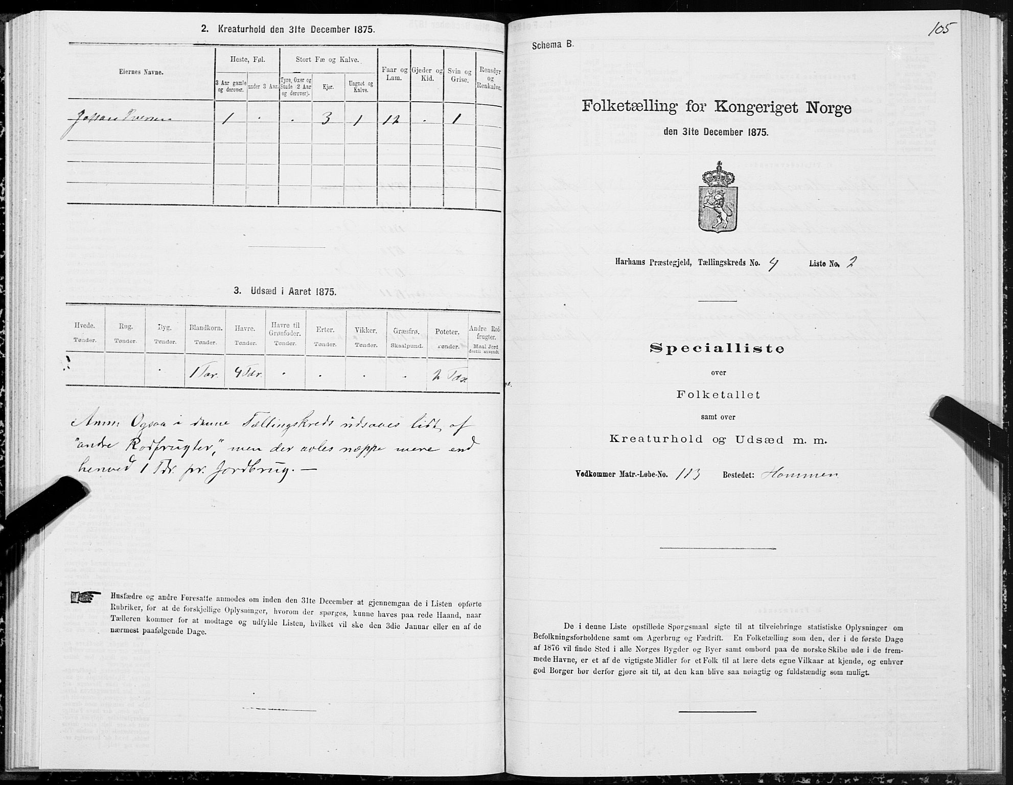 SAT, Folketelling 1875 for 1534P Haram prestegjeld, 1875, s. 2105