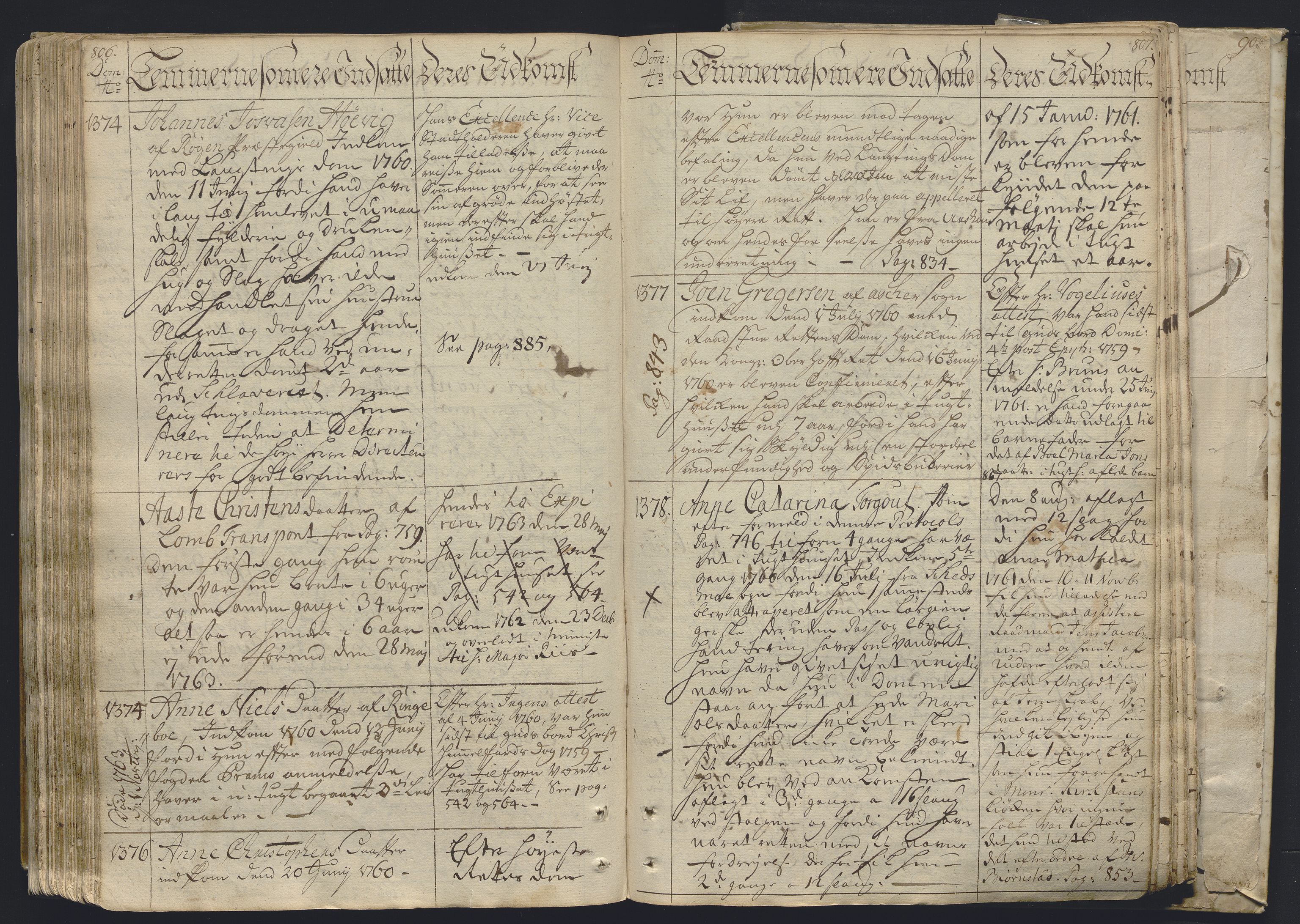 Kristiania tukthus, AV/SAO-A-10644/H/Ha/Hab/L0001: Fangeprotokoll, 1741-1763, s. 806-807