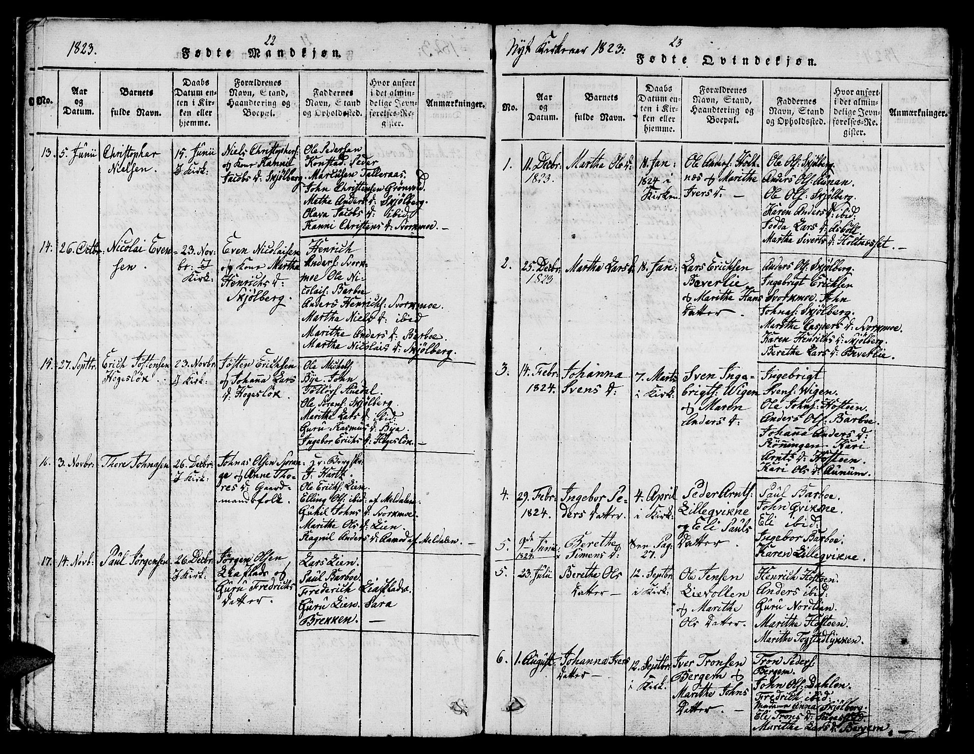 Ministerialprotokoller, klokkerbøker og fødselsregistre - Sør-Trøndelag, AV/SAT-A-1456/671/L0842: Klokkerbok nr. 671C01, 1816-1867, s. 22-23