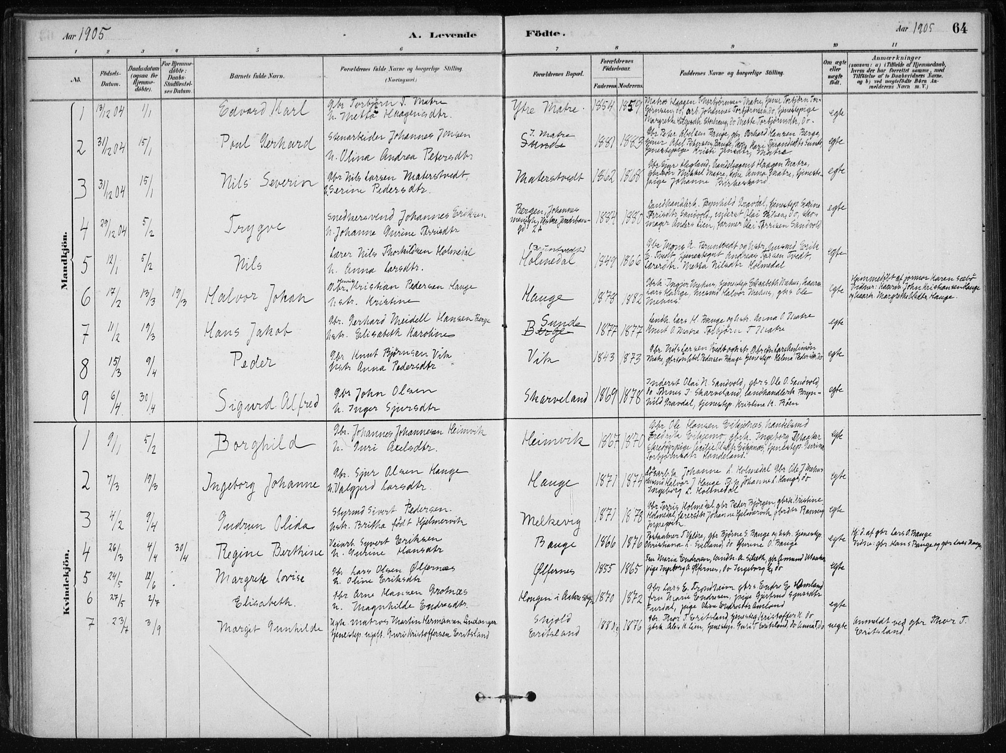 Skånevik sokneprestembete, AV/SAB-A-77801/H/Haa: Ministerialbok nr. C  1, 1879-1917, s. 64