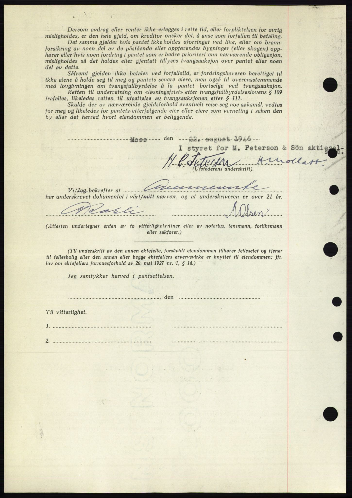 Moss sorenskriveri, AV/SAO-A-10168: Pantebok nr. B15, 1946-1946, Dagboknr: 1958/1946