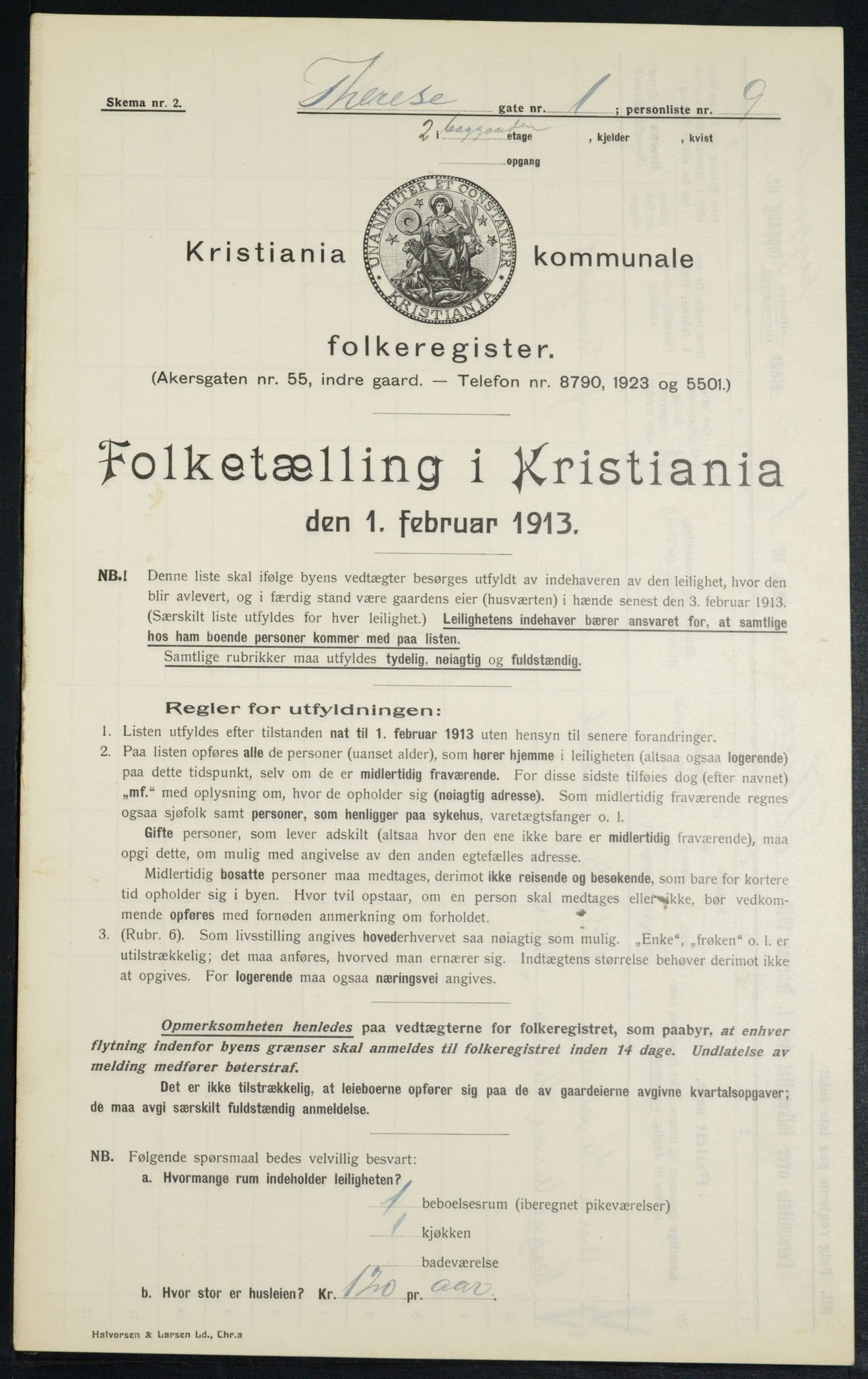 OBA, Kommunal folketelling 1.2.1913 for Kristiania, 1913, s. 107722