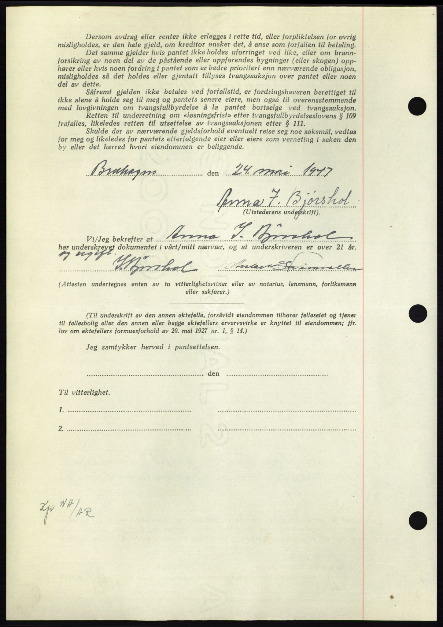 Nordmøre sorenskriveri, AV/SAT-A-4132/1/2/2Ca: Pantebok nr. B96, 1947-1947, Dagboknr: 1162/1947