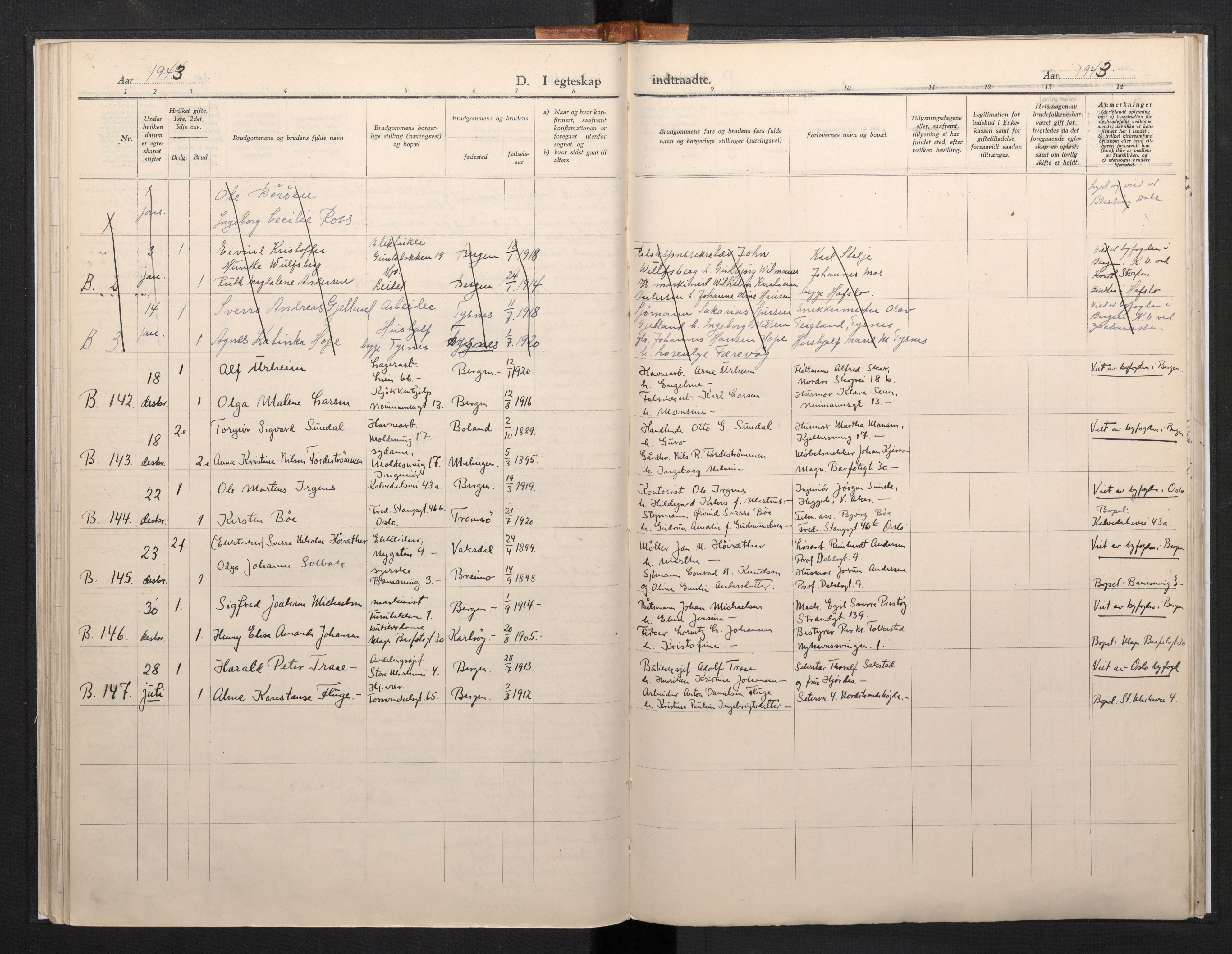 Domkirken sokneprestembete, AV/SAB-A-74801/H/Haa/L0016: Ministerialbok nr. A 15, 1942-1952