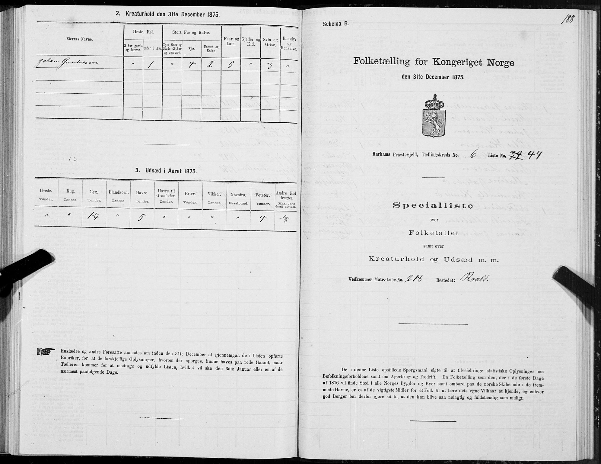 SAT, Folketelling 1875 for 1534P Haram prestegjeld, 1875, s. 3188