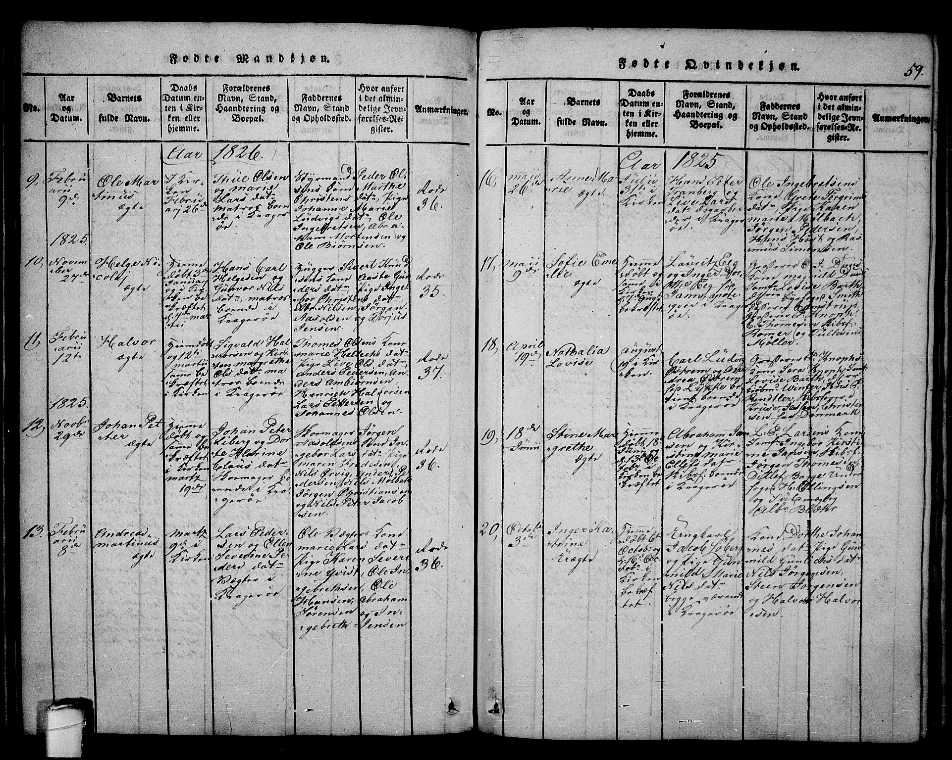 Kragerø kirkebøker, SAKO/A-278/F/Fa/L0004: Ministerialbok nr. 4, 1814-1831, s. 59