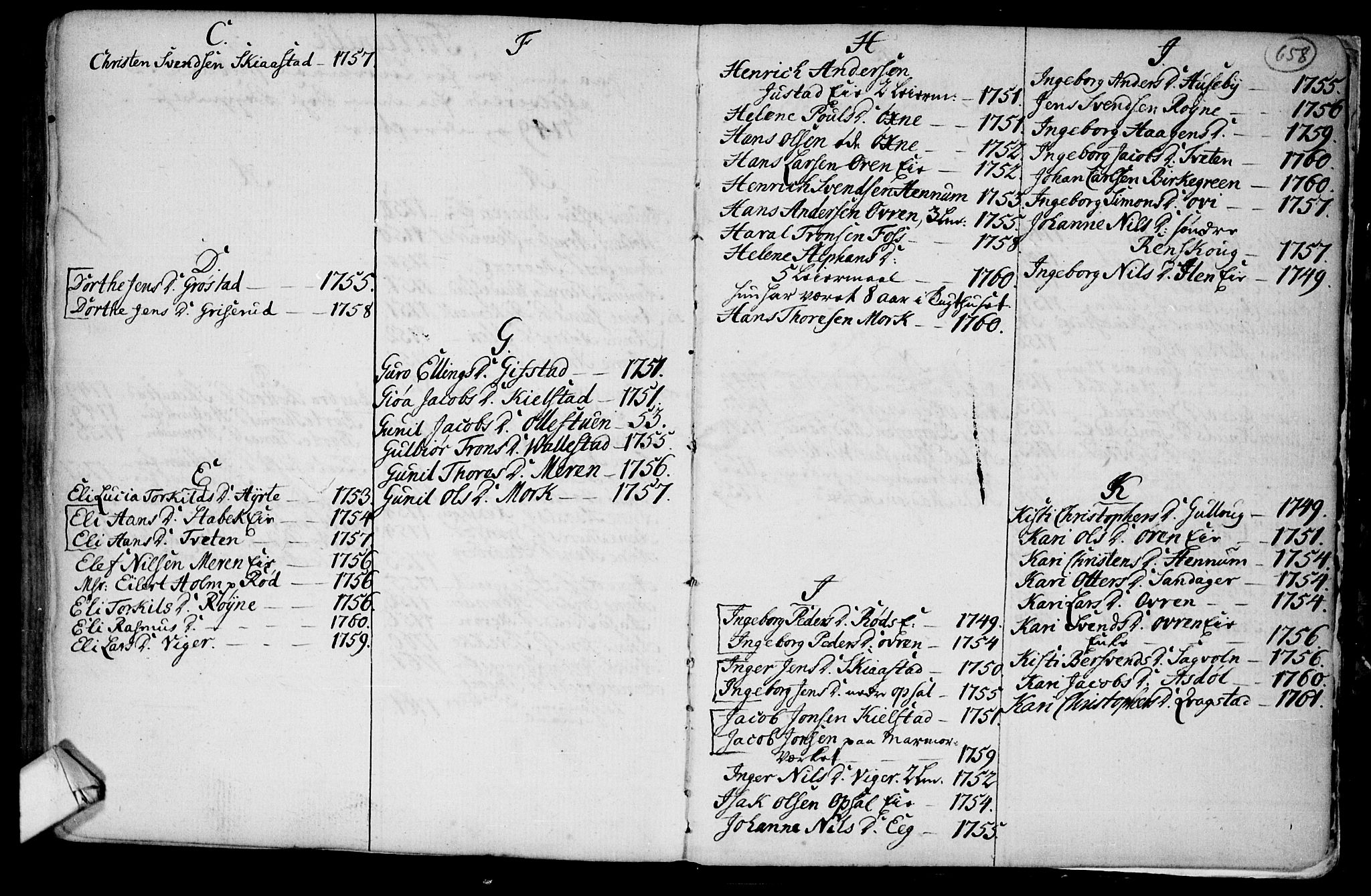 Lier kirkebøker, AV/SAKO-A-230/F/Fa/L0004: Ministerialbok nr. I 4, 1749-1764, s. 657-658