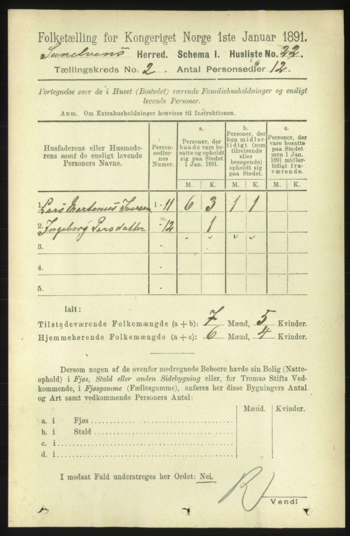 RA, Folketelling 1891 for 1523 Sunnylven herred, 1891, s. 372