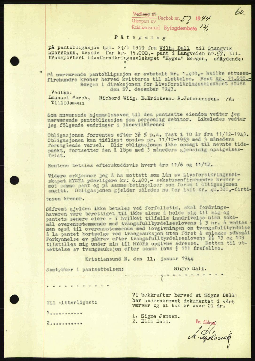 Kristiansund byfogd, AV/SAT-A-4587/A/27: Pantebok nr. 37-38, 1943-1945, Dagboknr: 57/1944