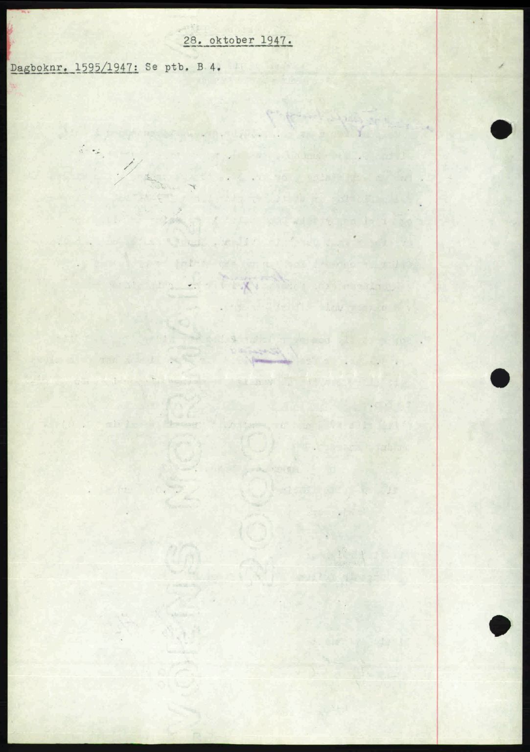 Nedenes sorenskriveri, SAK/1221-0006/G/Gb/Gba/L0058: Pantebok nr. A10, 1947-1948, Dagboknr: 1595/1947