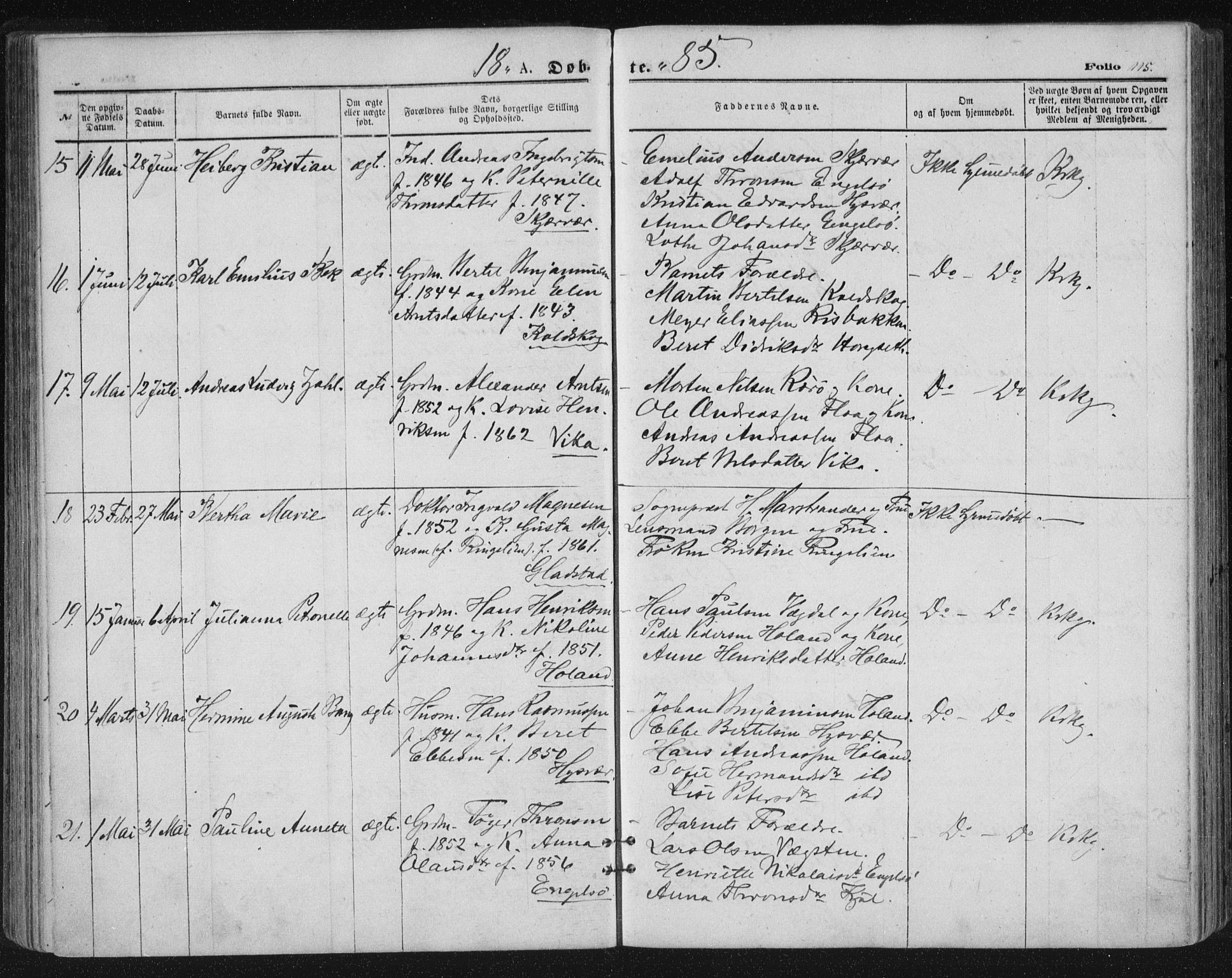 Ministerialprotokoller, klokkerbøker og fødselsregistre - Nordland, AV/SAT-A-1459/816/L0241: Ministerialbok nr. 816A07, 1870-1885, s. 115