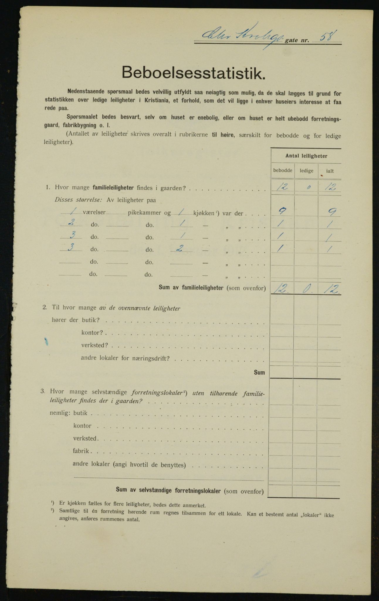 OBA, Kommunal folketelling 1.2.1912 for Kristiania, 1912, s. 12223