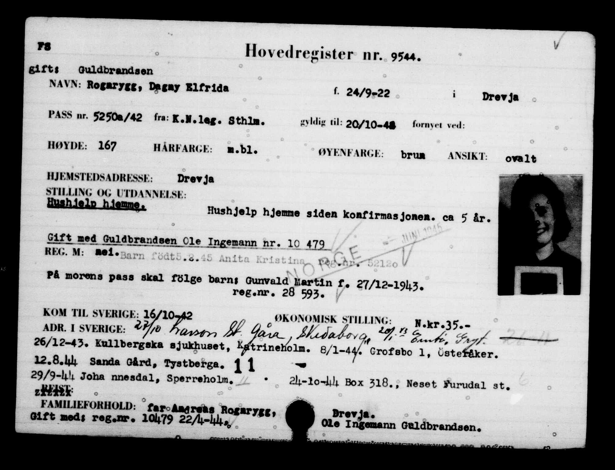 Utenriksstasjonene, Legasjonen i Stockholm, Flyktningkontoret, AV/RA-S-6753/V/Va/L0006: Kjesäterkartoteket, flyktninger med registreringsnr. 9400-12711, 1940-1945, s. 155