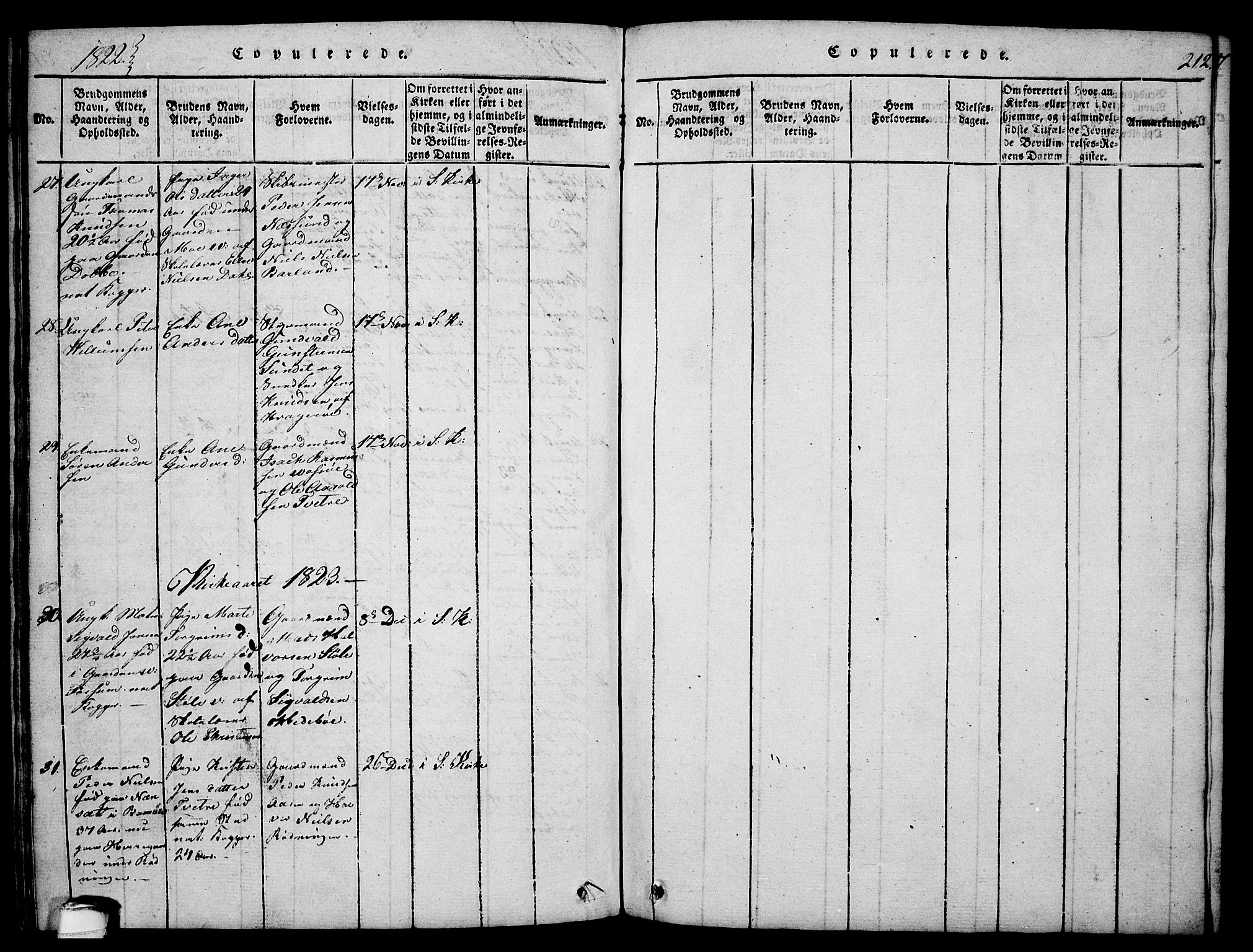 Sannidal kirkebøker, AV/SAKO-A-296/F/Fa/L0004: Ministerialbok nr. 4, 1814-1829, s. 212