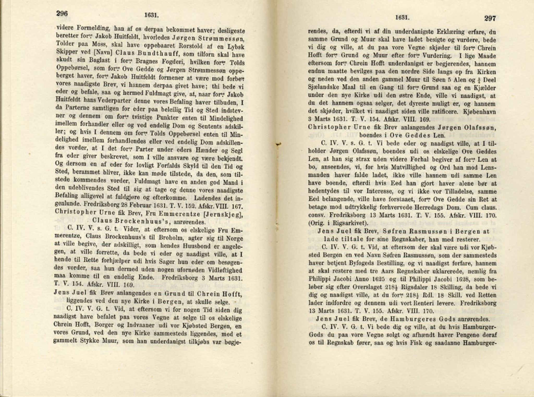 Publikasjoner utgitt av Det Norske Historiske Kildeskriftfond, PUBL/-/-/-: Norske Rigs-Registranter, bind 6, 1628-1634, s. 296-297