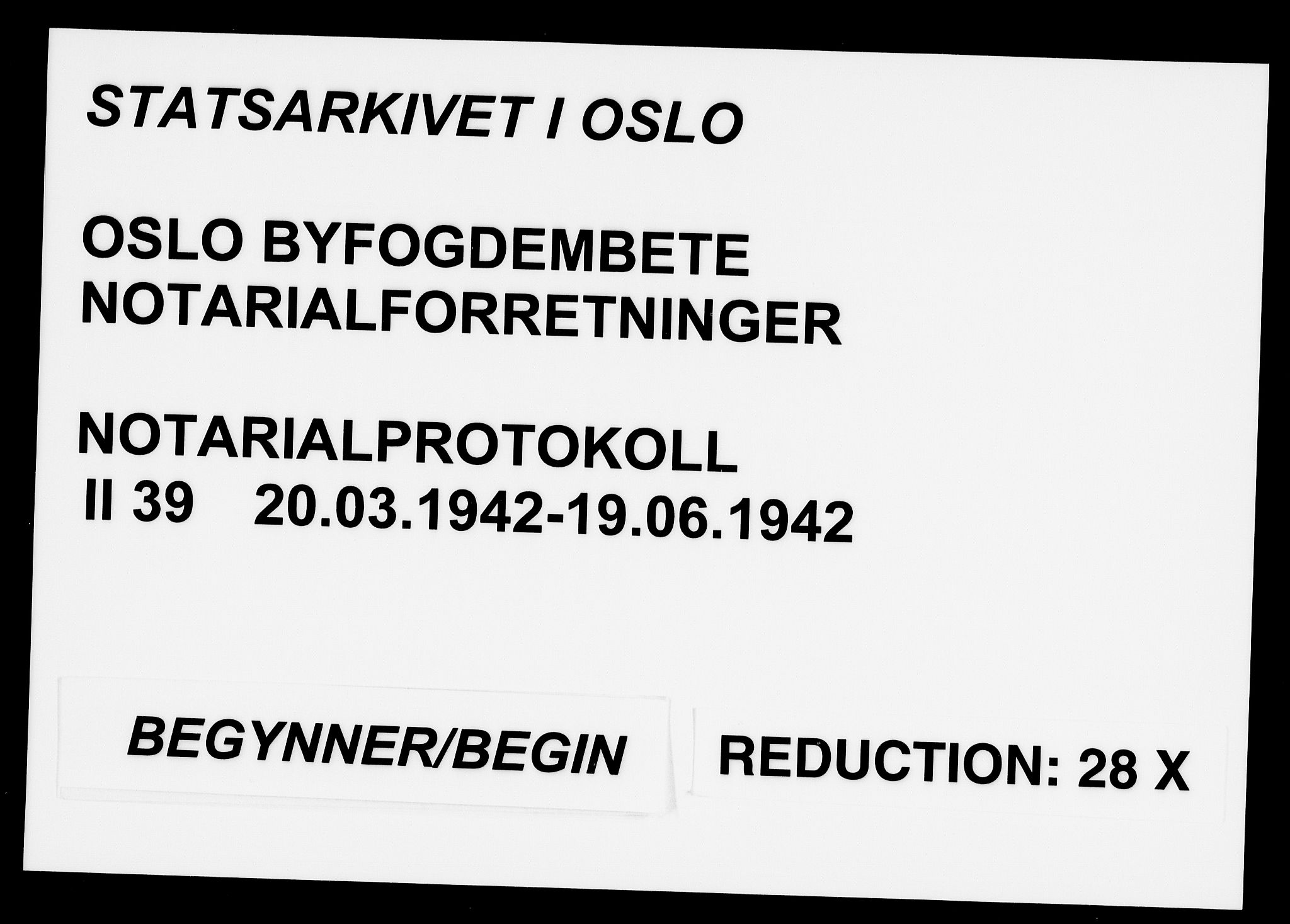 Oslo byfogd avd. I, AV/SAO-A-10220/L/Lb/Lbb/L0039: Notarialprotokoll, rekke II: Vigsler, 1942