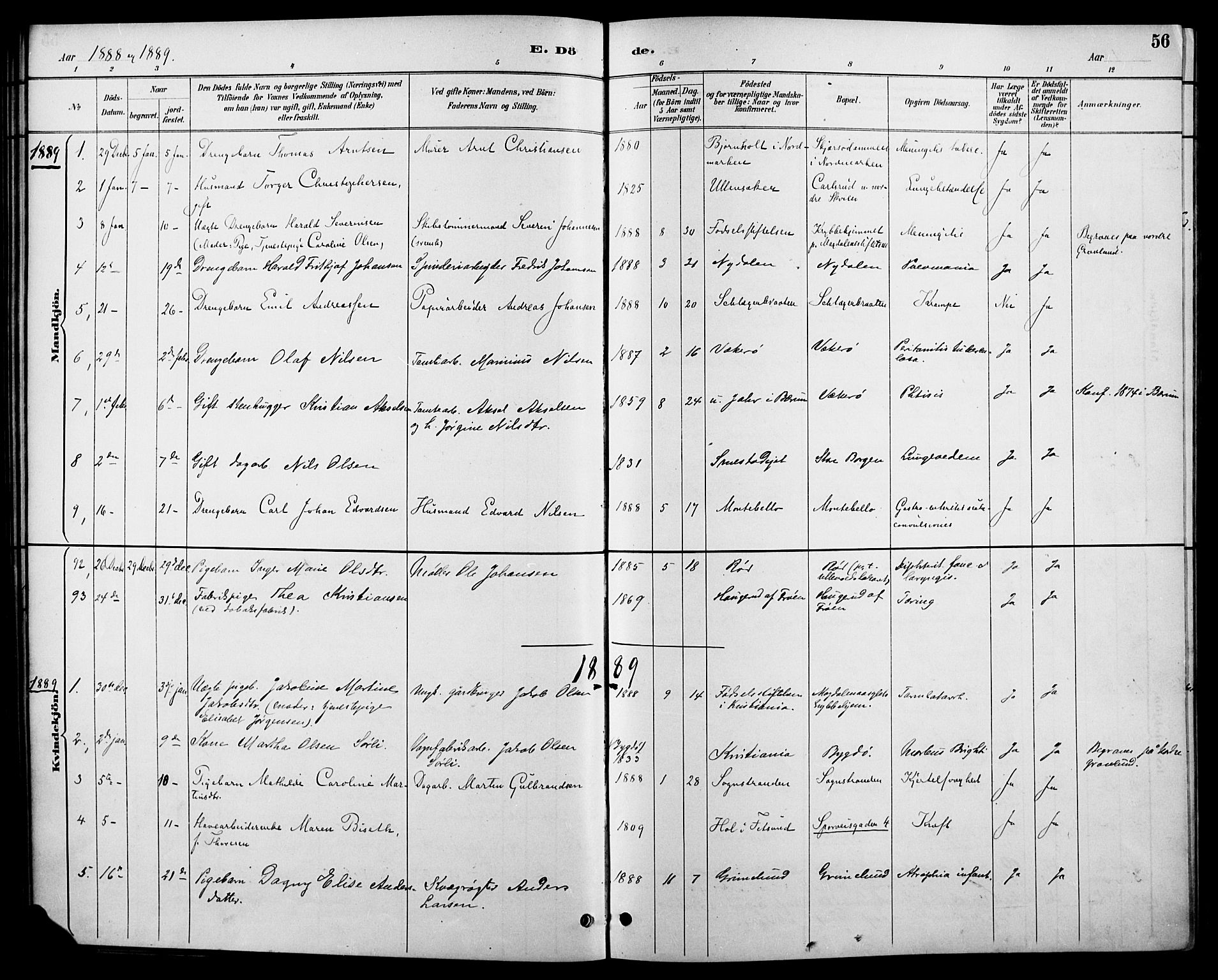 Vestre Aker prestekontor Kirkebøker, AV/SAO-A-10025/F/Fa/L0011: Ministerialbok nr. 11, 1886-1904, s. 56