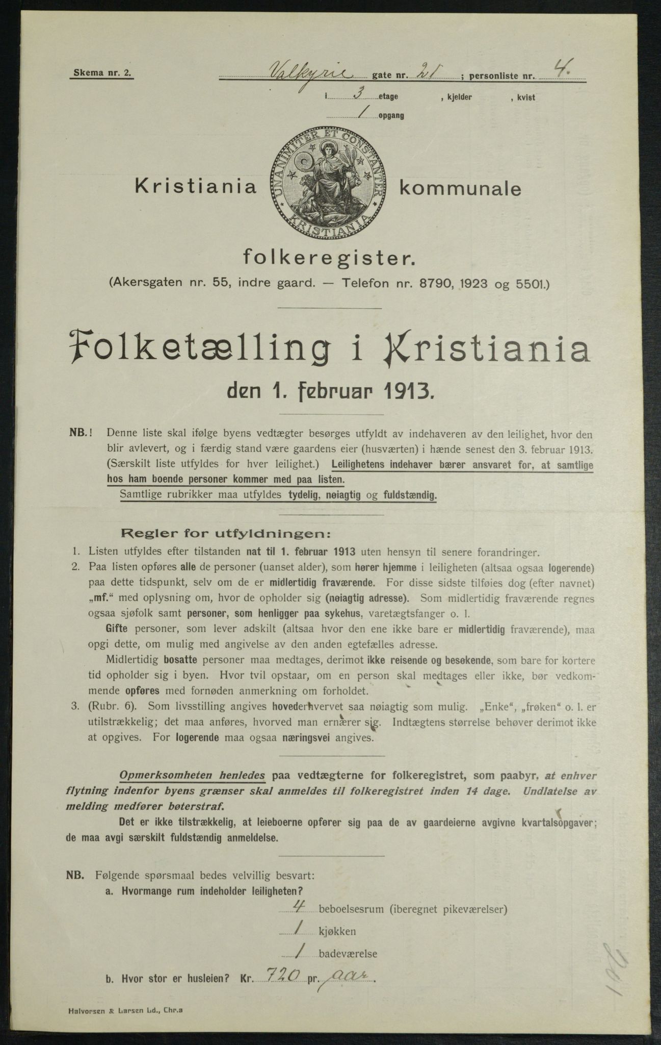 OBA, Kommunal folketelling 1.2.1913 for Kristiania, 1913, s. 121719