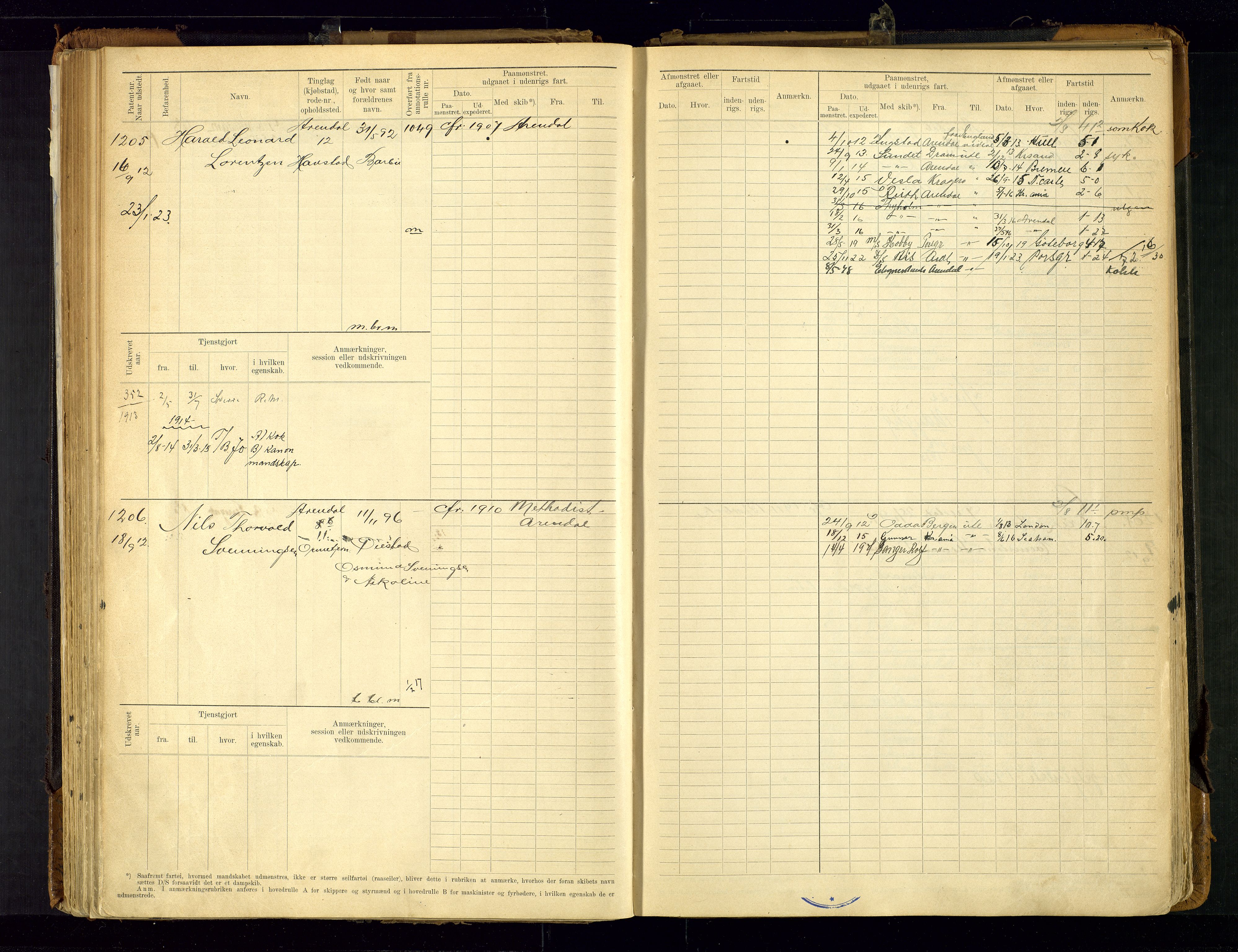 Arendal mønstringskrets, AV/SAK-2031-0012/F/Fb/L0021: Hovedrulle A nr 969-1465, S-19, 1910-1914, s. 123