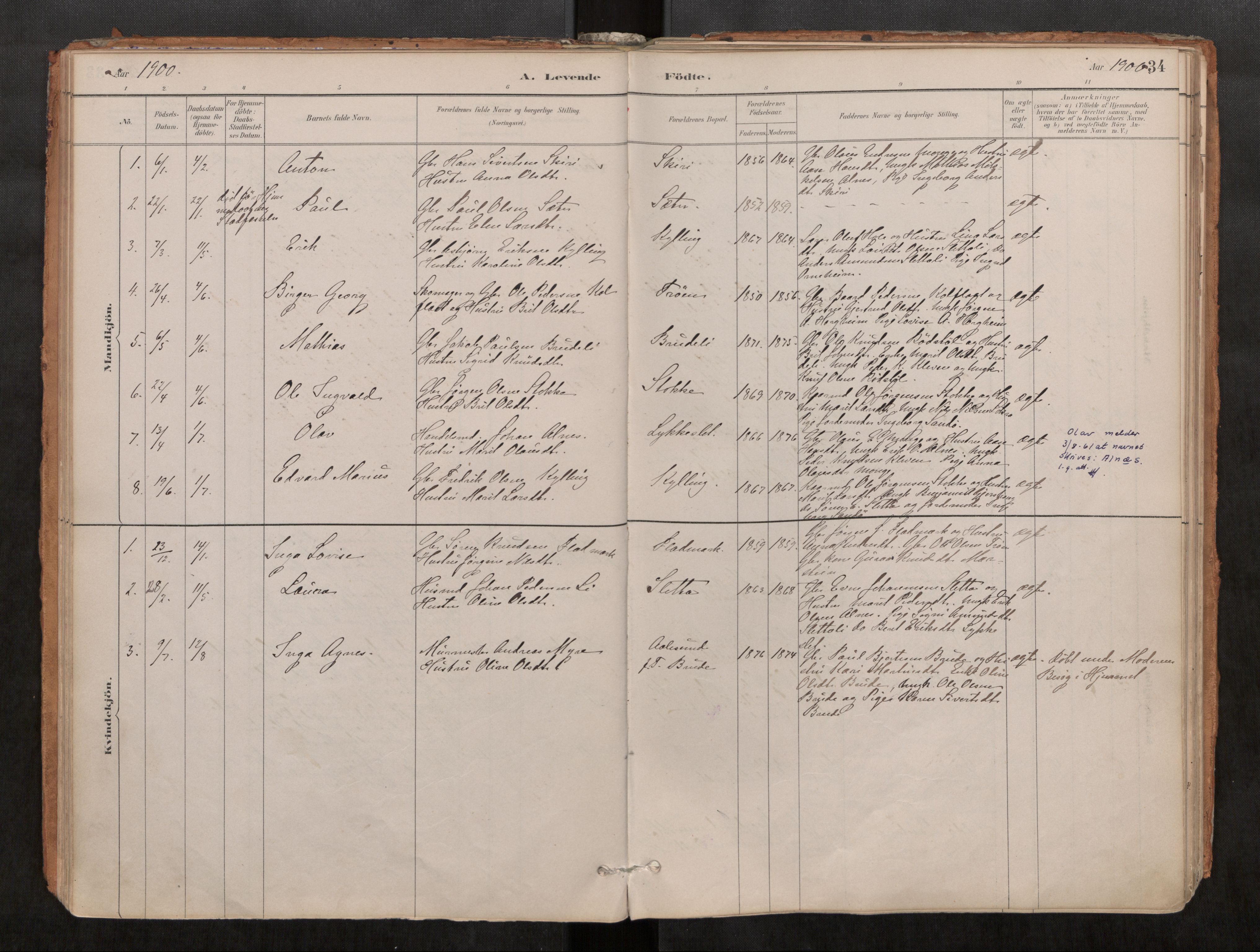 Ministerialprotokoller, klokkerbøker og fødselsregistre - Møre og Romsdal, SAT/A-1454/546/L0599: Ministerialbok nr. 546A03, 1882-1920, s. 34