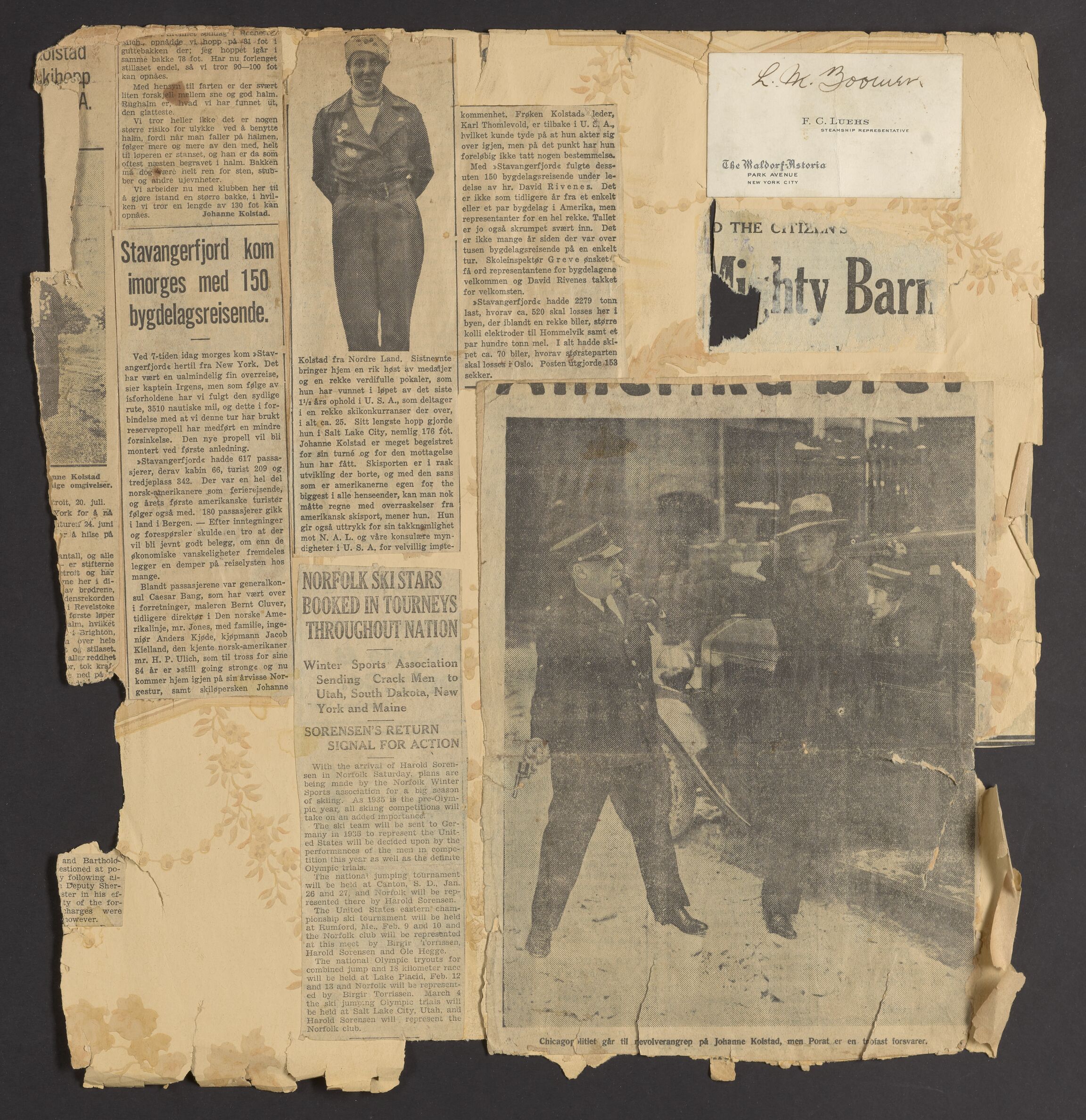  Kolstad, Johanne, AV/RA-PA-2118/U/Ua/L0001: Tapetboka (Scrap Book) med løse blader og avisutklipp, 1911-1939