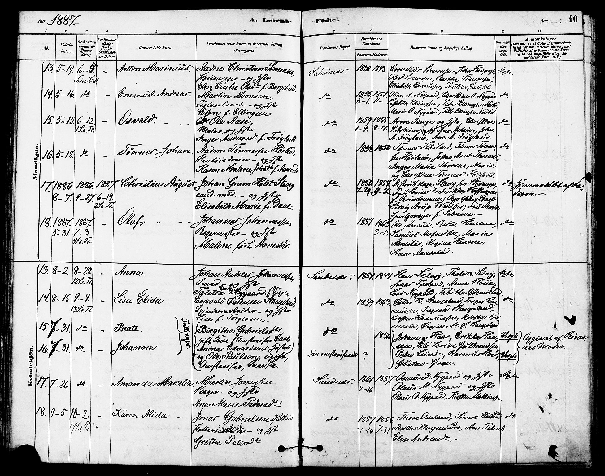 Høyland sokneprestkontor, AV/SAST-A-101799/001/30BA/L0012: Ministerialbok nr. A 11, 1878-1889, s. 40
