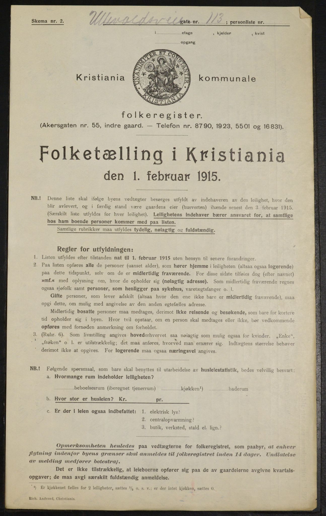 OBA, Kommunal folketelling 1.2.1915 for Kristiania, 1915, s. 120403