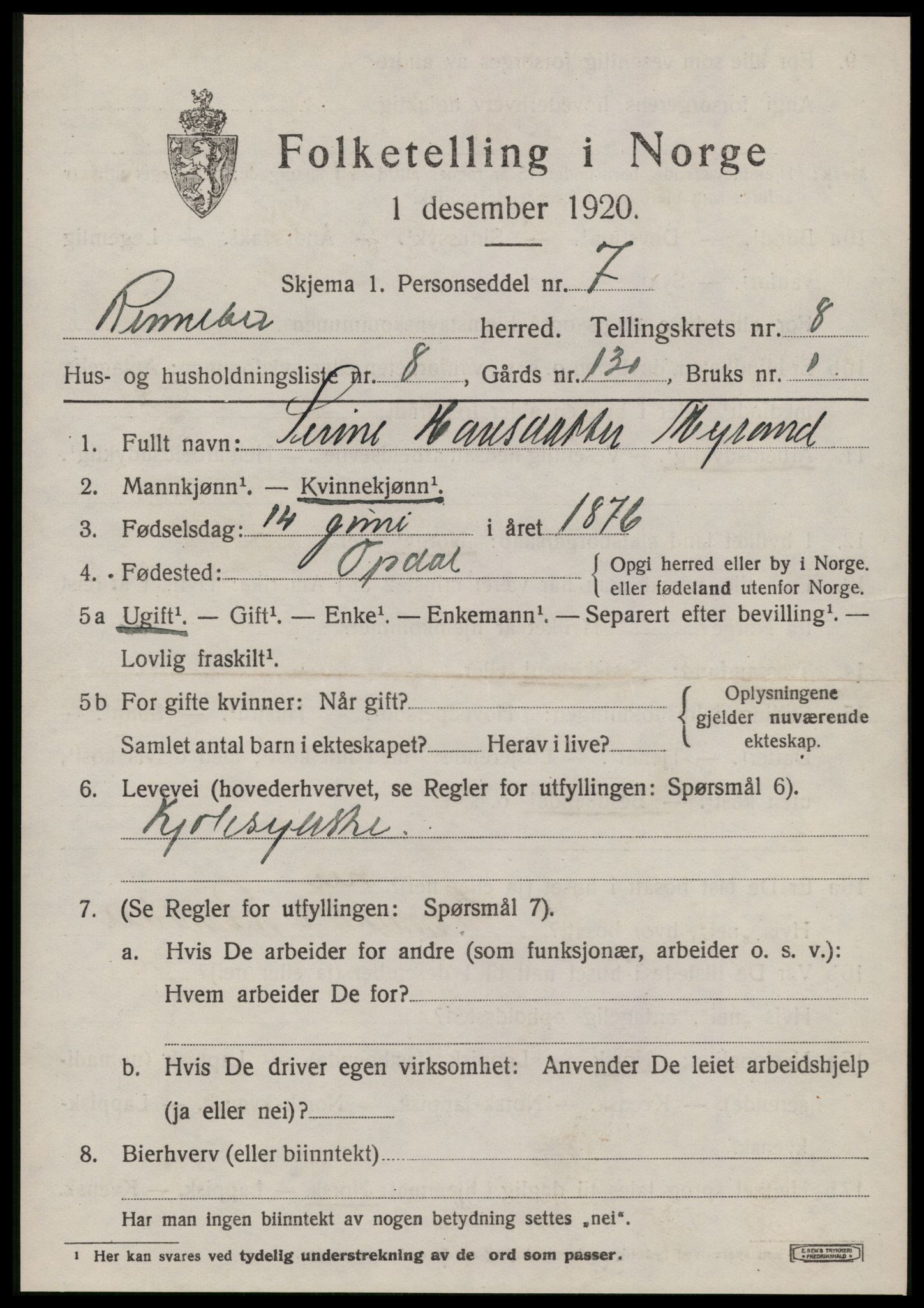 SAT, Folketelling 1920 for 1635 Rennebu herred, 1920, s. 5354