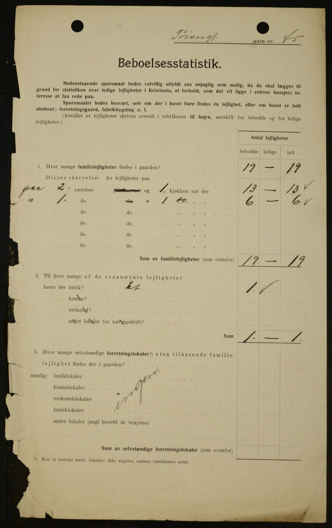 OBA, Kommunal folketelling 1.2.1909 for Kristiania kjøpstad, 1909, s. 107594