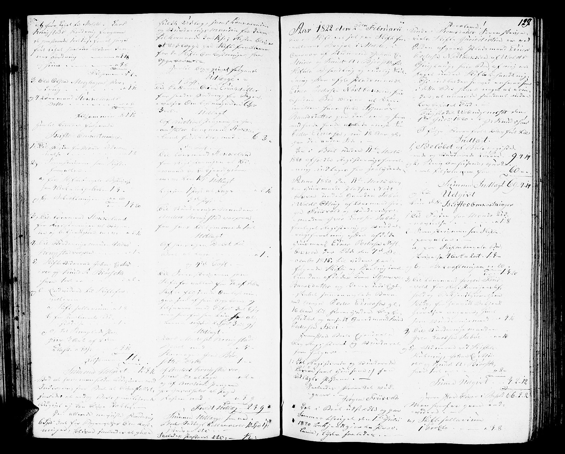 Romsdal sorenskriveri, SAT/A-4149/1/3/3A/L0015: Skifteutlodnings Protokoll 1, 1821-1823, s. 129