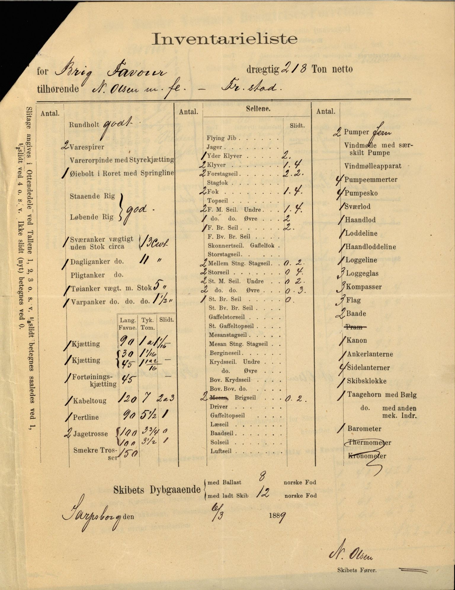 Pa 63 - Østlandske skibsassuranceforening, VEMU/A-1079/G/Ga/L0026/0005: Havaridokumenter / Kalliope, Kali, Maas, Favour, Lindesnæs, 1890, s. 77