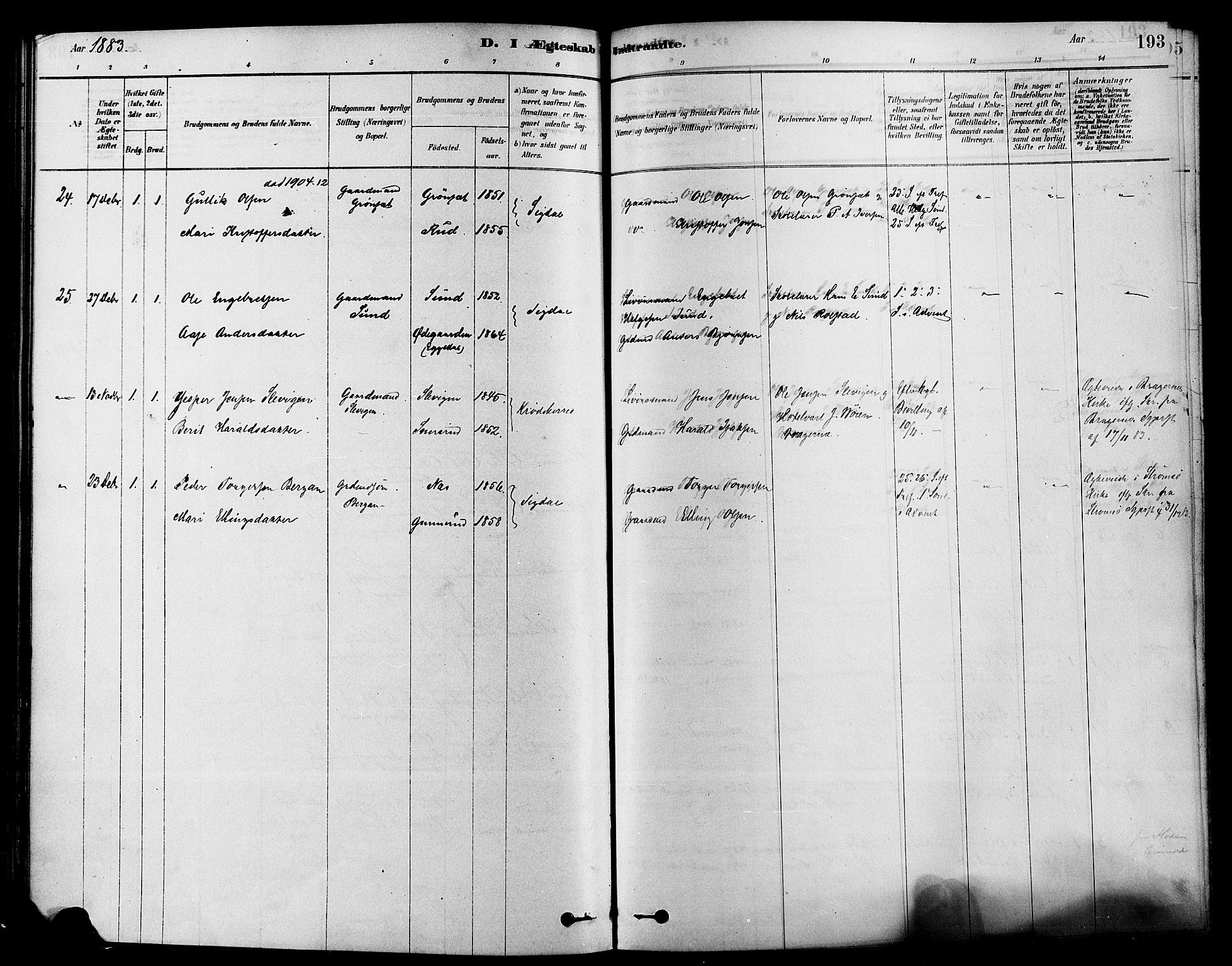 Sigdal kirkebøker, SAKO/A-245/F/Fa/L0011: Ministerialbok nr. I 11, 1879-1887, s. 193