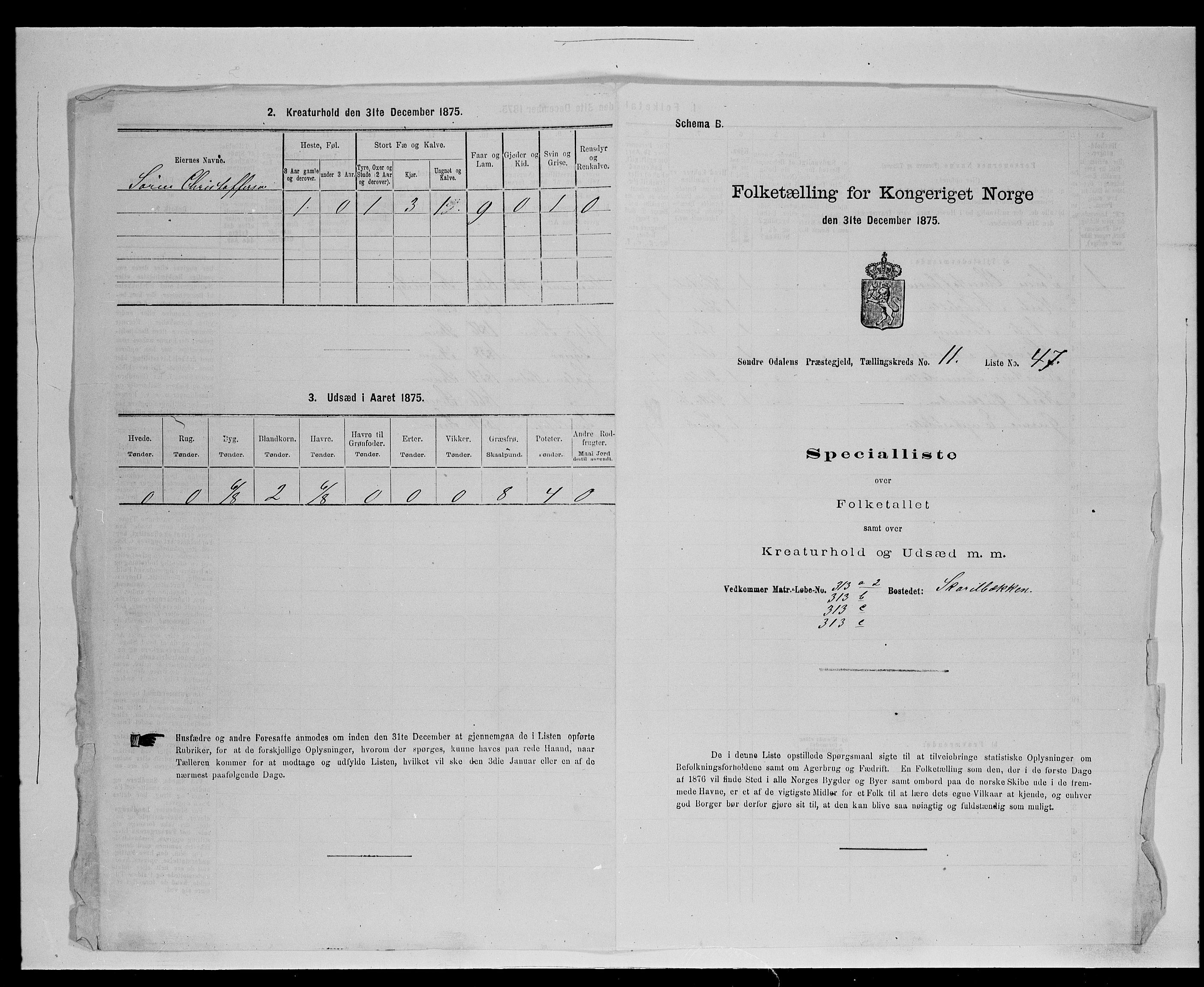 SAH, Folketelling 1875 for 0419P Sør-Odal prestegjeld, 1875, s. 1159