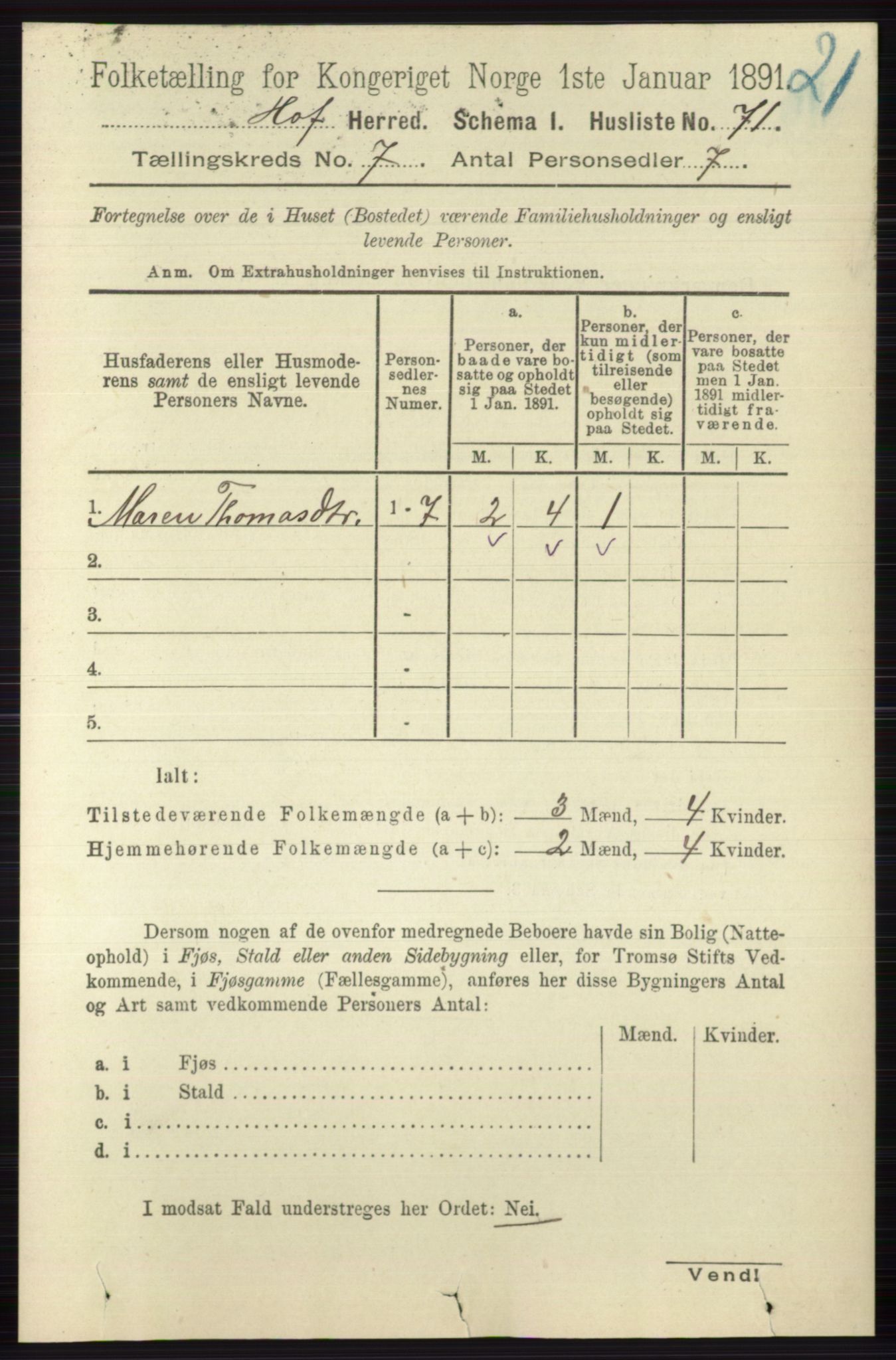 RA, Folketelling 1891 for 0714 Hof herred, 1891, s. 2420