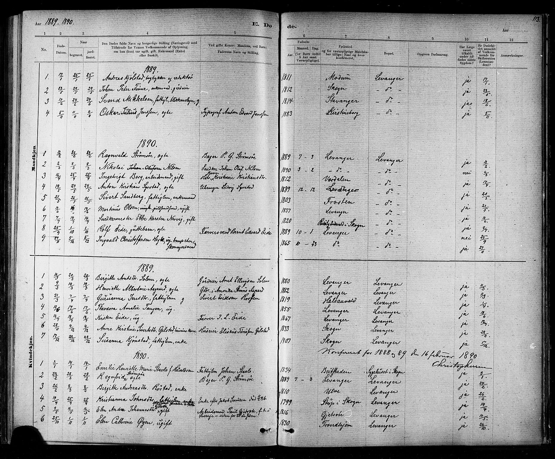 Ministerialprotokoller, klokkerbøker og fødselsregistre - Nord-Trøndelag, SAT/A-1458/720/L0192: Klokkerbok nr. 720C01, 1880-1917, s. 113