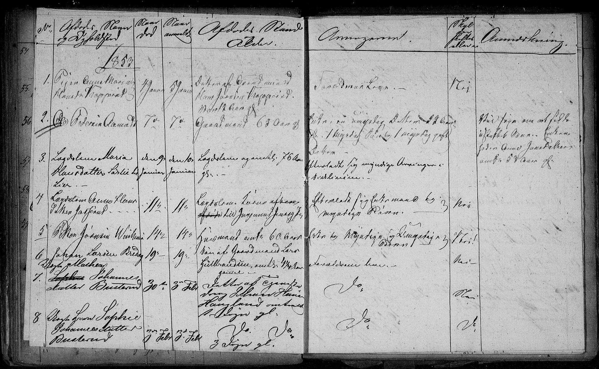 Trøgstad lensmannskontor, AV/SAO-A-10213b/H/Ha/L0001: Dødsanmeldelsesprotokoll, 1844-1855
