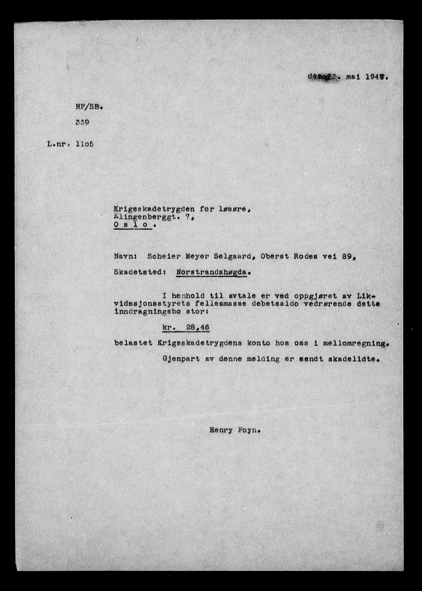 Justisdepartementet, Tilbakeføringskontoret for inndratte formuer, AV/RA-S-1564/H/Hc/Hcc/L0980: --, 1945-1947, s. 5