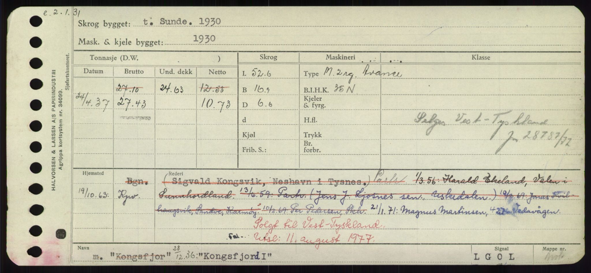 Sjøfartsdirektoratet med forløpere, Skipsmålingen, RA/S-1627/H/Hd/L0020: Fartøy, K-Kon, s. 545