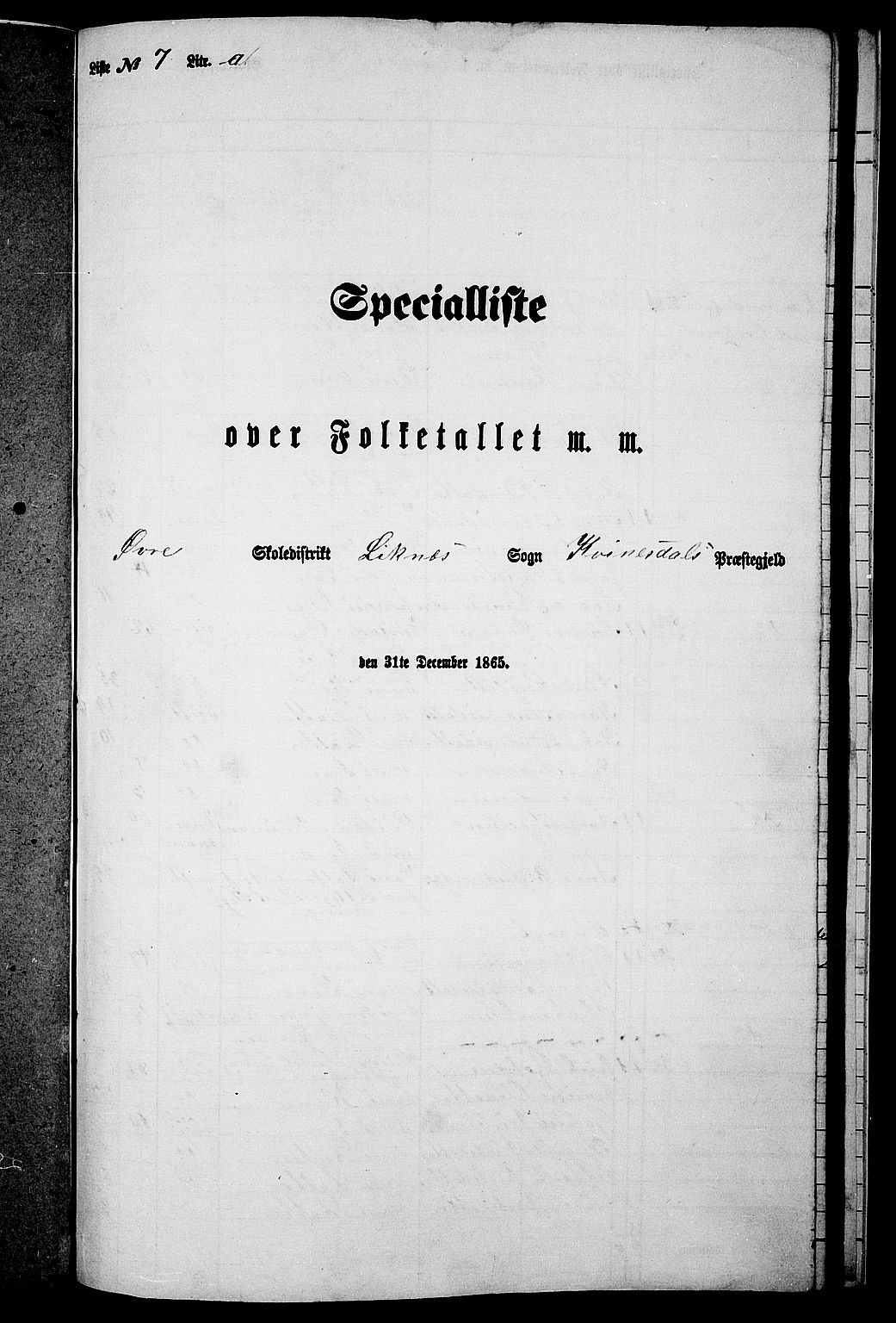 RA, Folketelling 1865 for 1037P Kvinesdal prestegjeld, 1865, s. 159