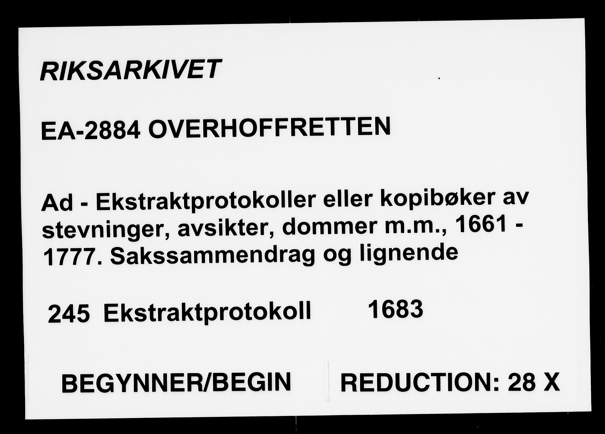 Overhoffretten 1667-1797, AV/RA-EA-2884/Ad/L0245: Ekstraktprotokoll, 1683