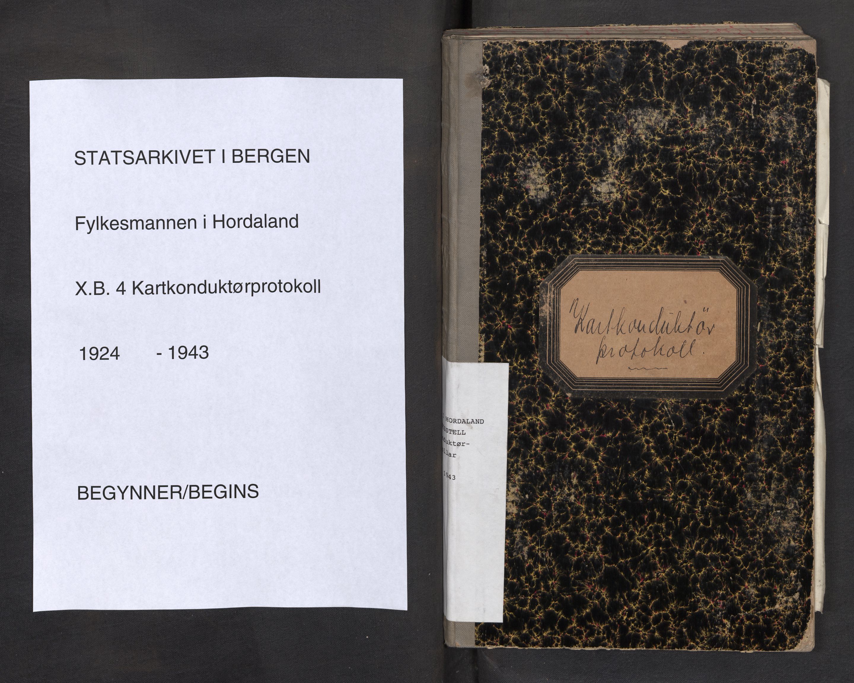 Fylkesmannen i Hordaland , SAB/A-3601/1/10/10B/L0004: Kartkonduktørprotokollar, 1924-1943