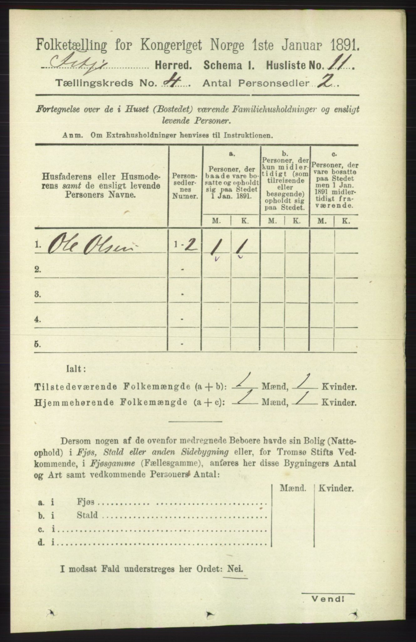 RA, Folketelling 1891 for 1222 Fitjar herred, 1891, s. 1299