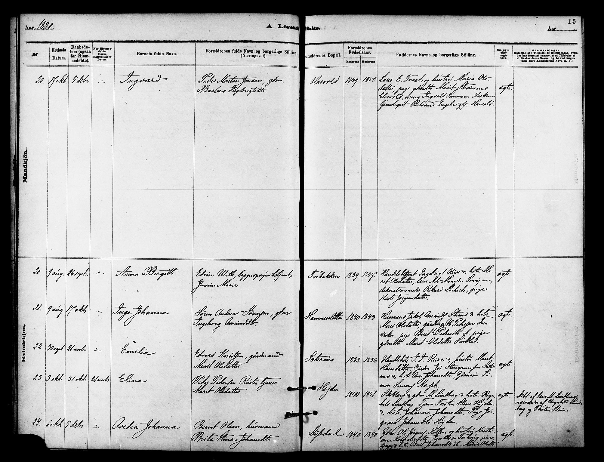 Målselv sokneprestembete, AV/SATØ-S-1311/G/Ga/Gaa/L0009kirke: Ministerialbok nr. 9, 1878-1889, s. 15