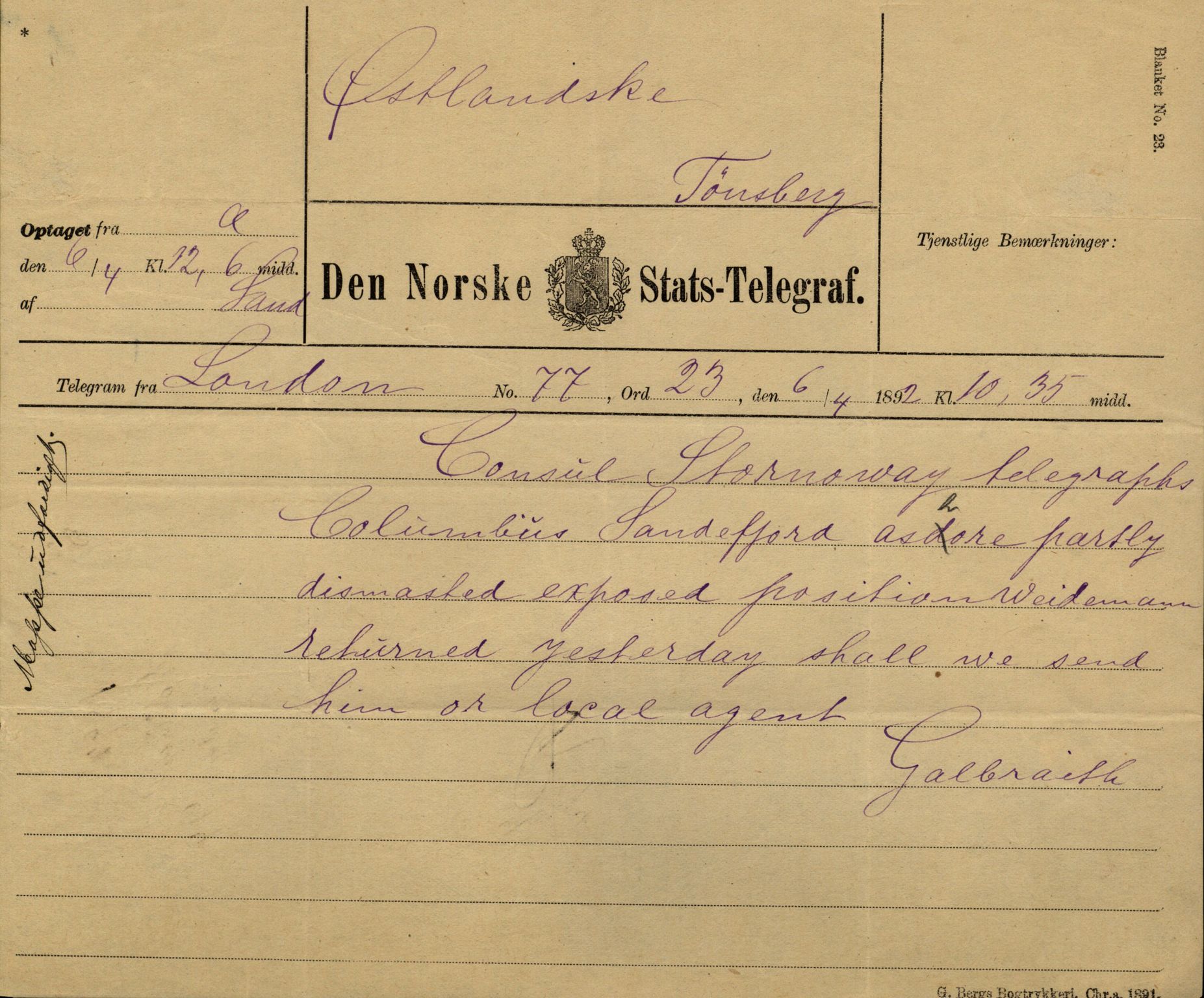 Pa 63 - Østlandske skibsassuranceforening, VEMU/A-1079/G/Ga/L0029/0002: Havaridokumenter / Johanne, Ocean, Capella, Columbus, Castro, 1892, s. 38