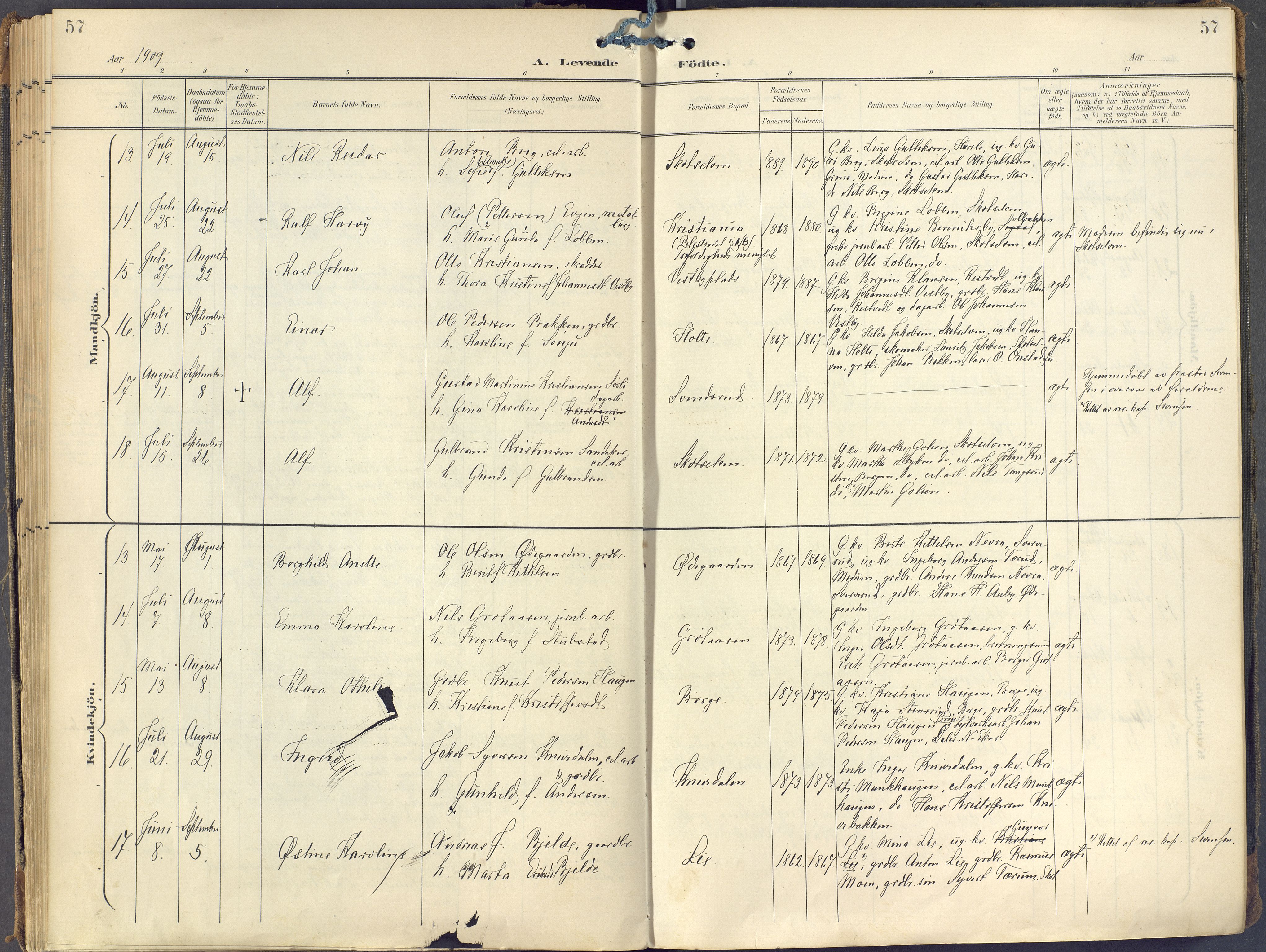 Eiker kirkebøker, AV/SAKO-A-4/F/Fc/L0004: Ministerialbok nr. III 4, 1900-1919, s. 57