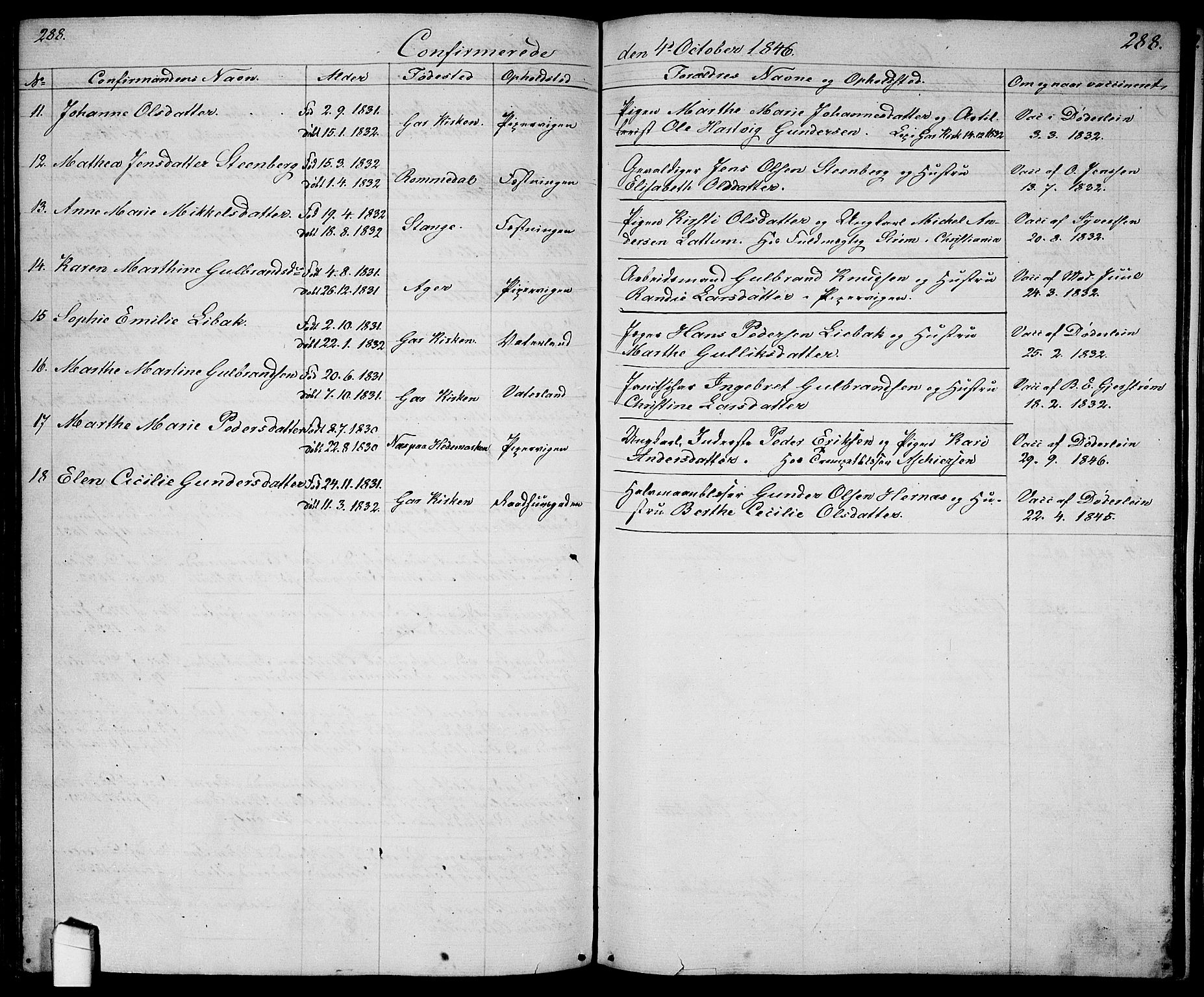 Garnisonsmenigheten Kirkebøker, AV/SAO-A-10846/G/Ga/L0005: Klokkerbok nr. 5, 1841-1860, s. 288