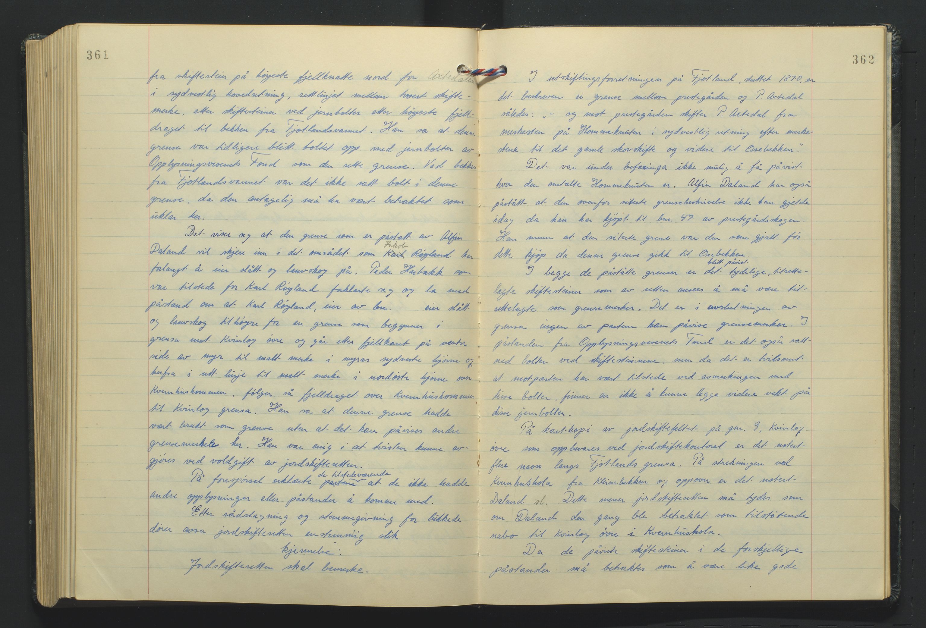 Lista jordskifterett, AV/SAK-1541-0005/F/Fa/L0003: Jordskifterettsbok Flekkefjord domssokn, med gårdsregister nr 9, 1956-1963, s. 361-362