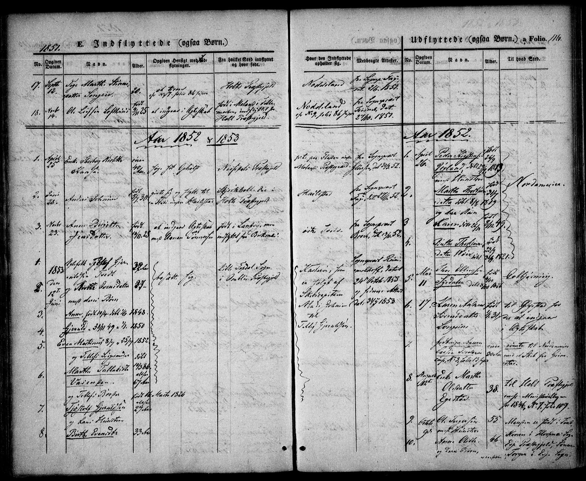 Austre Moland sokneprestkontor, SAK/1111-0001/F/Fa/Faa/L0007: Ministerialbok nr. A 7, 1847-1857, s. 116