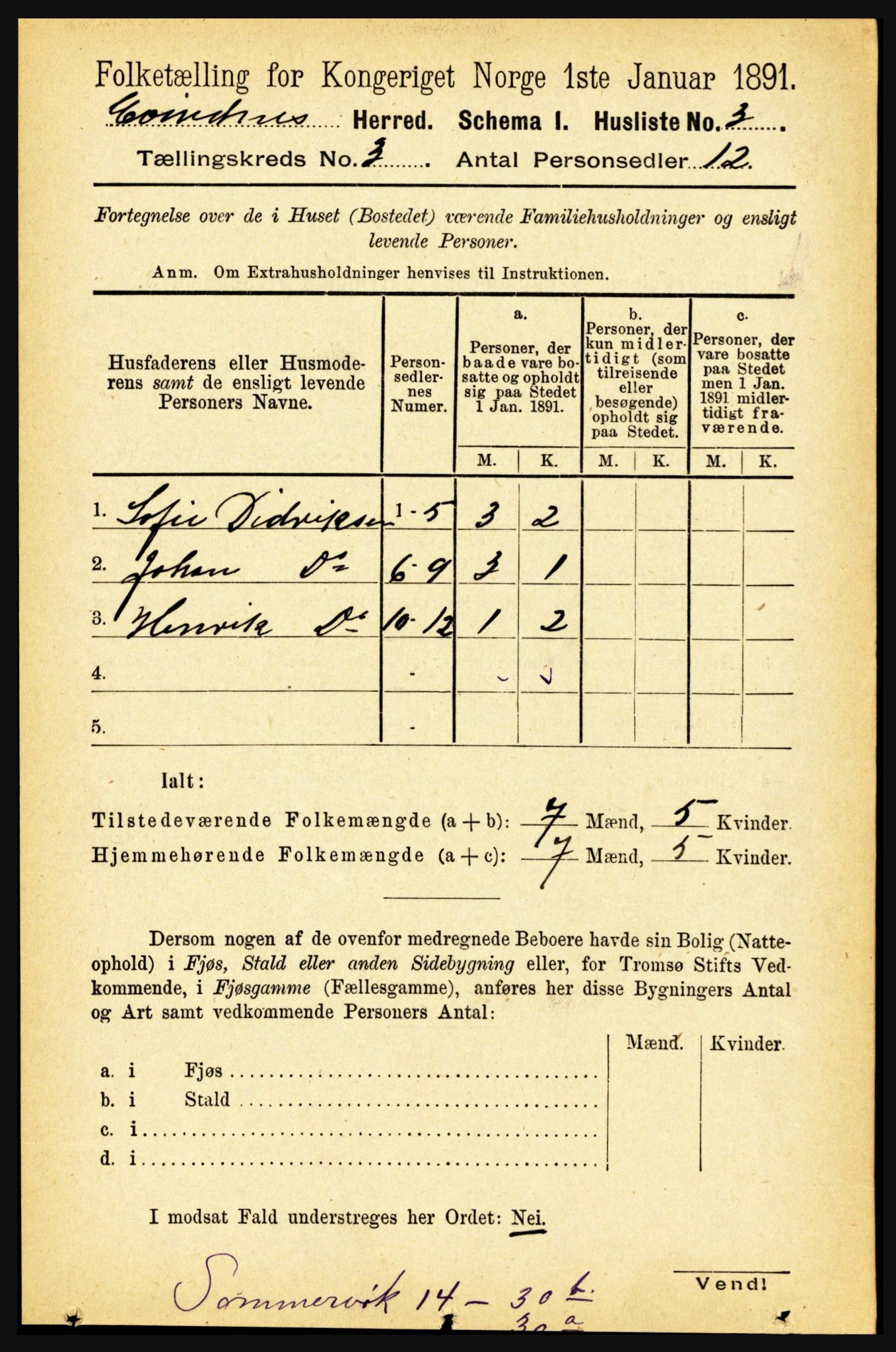 RA, Folketelling 1891 for 1853 Evenes herred, 1891, s. 678
