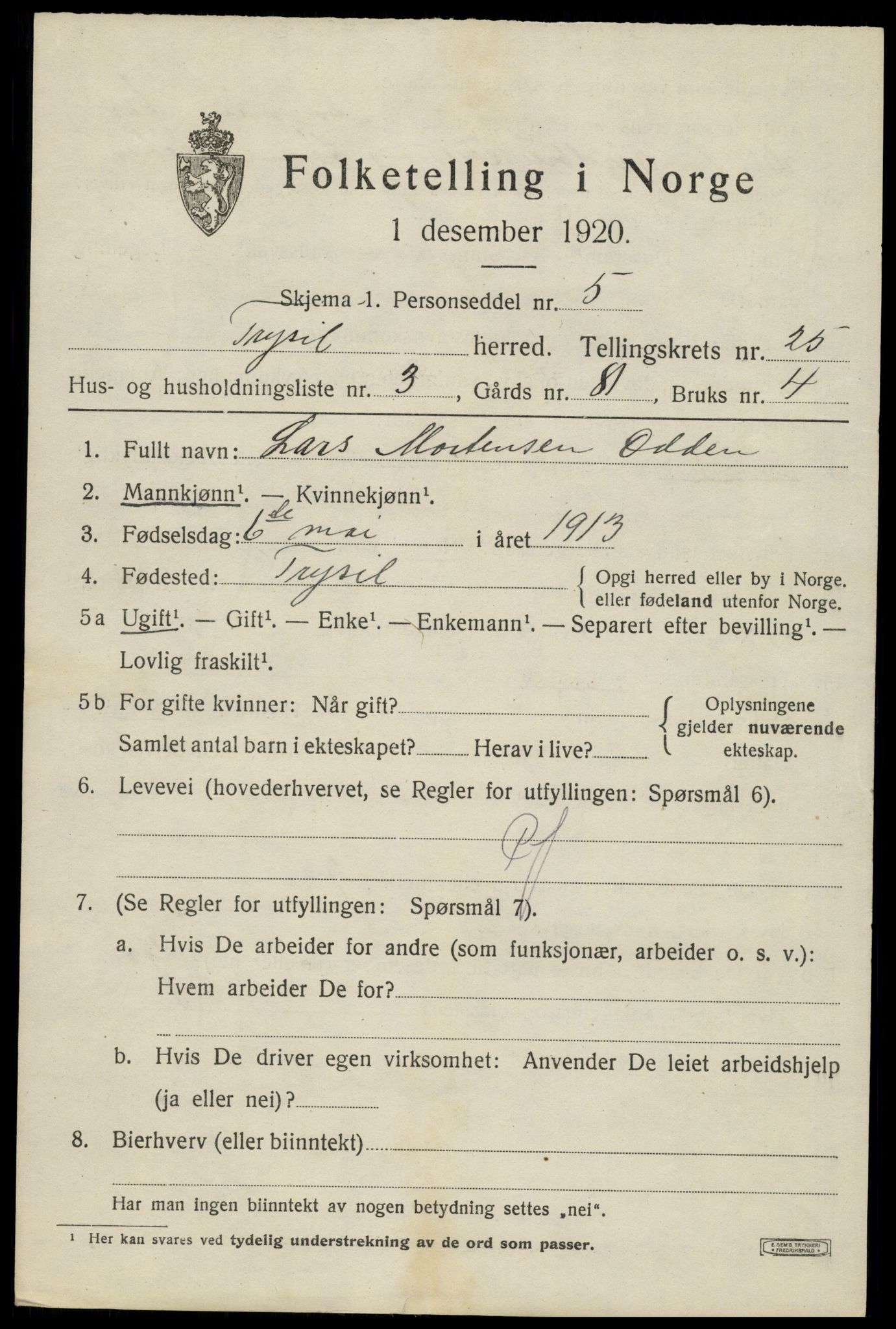 SAH, Folketelling 1920 for 0428 Trysil herred, 1920, s. 15721